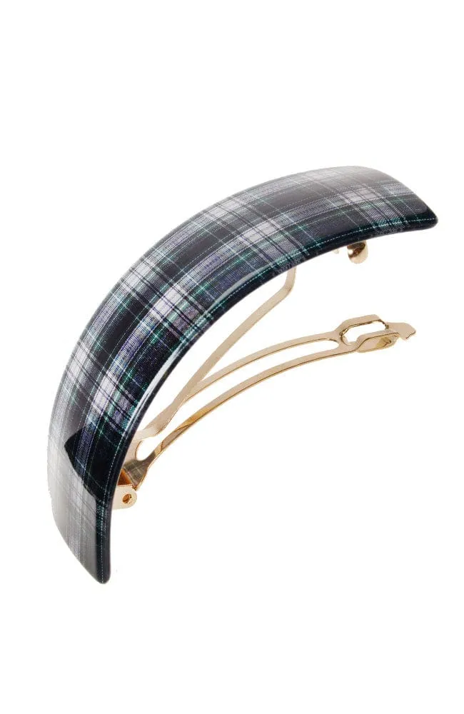 Rectangle Volume Barrette - Tartan Plaid