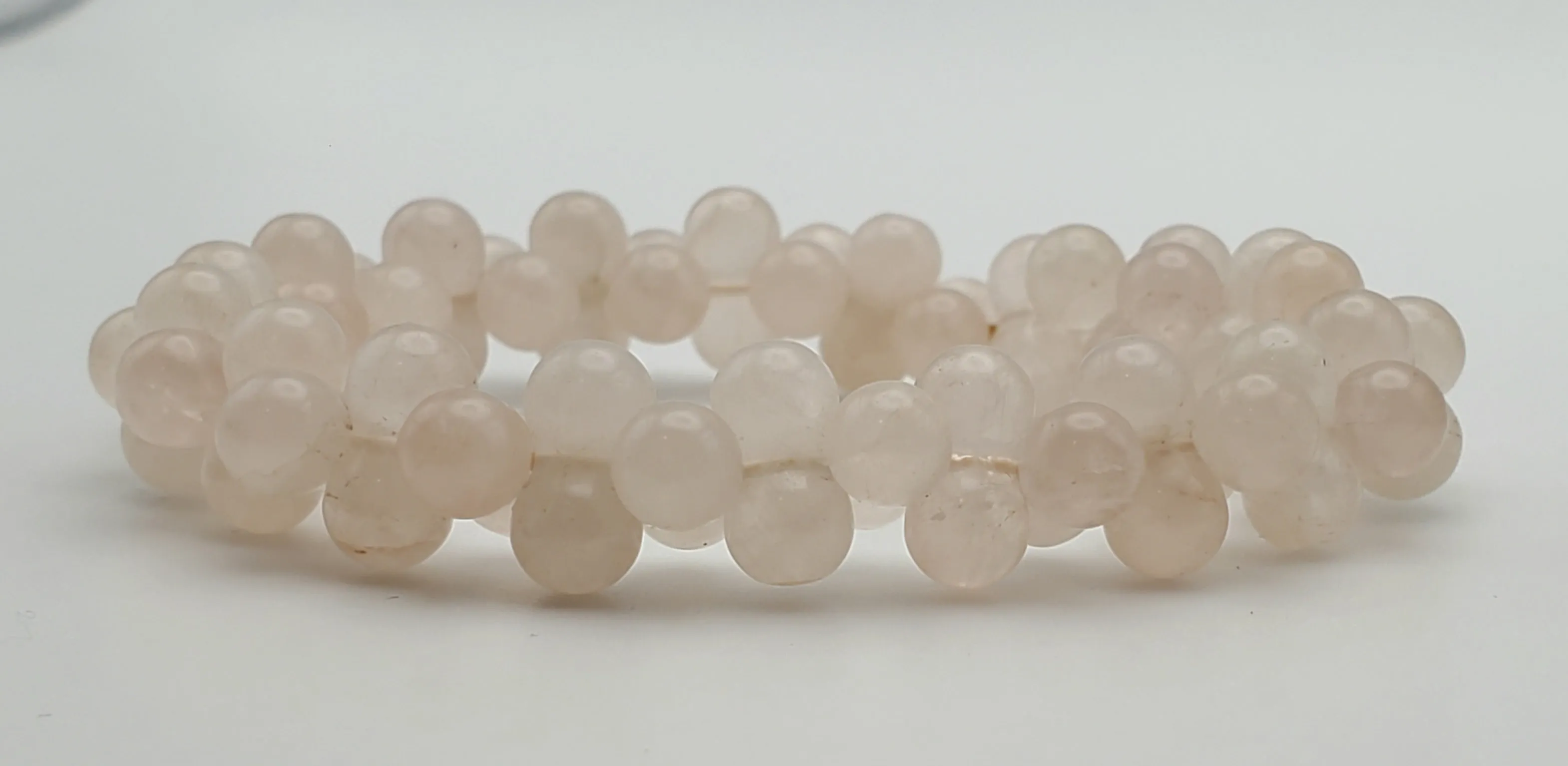 Rose Quartz Double Sphere Bead Stretch Bracelet