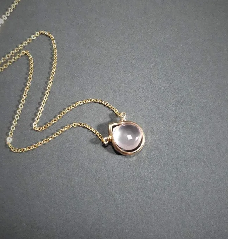 Rose Quartz Heart Shaped Pendant Necklace