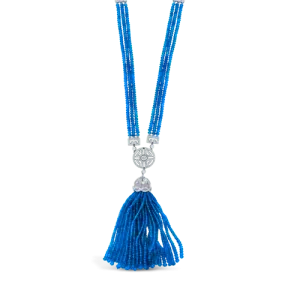 Sapphire Bead & Diamond Tassel Estate Necklace
