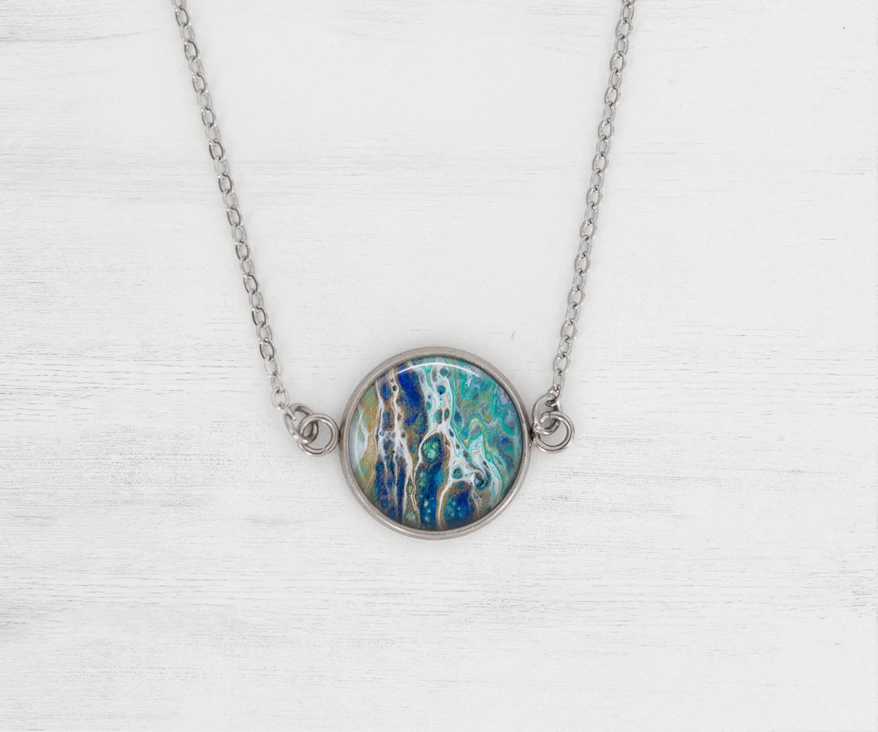 Sapphire Shores Large Circle Necklace | Beach Jewelry | Handmade