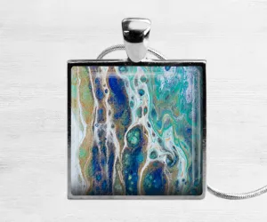 Sapphire Shores Square Necklace | Beach Jewelry | Handmade