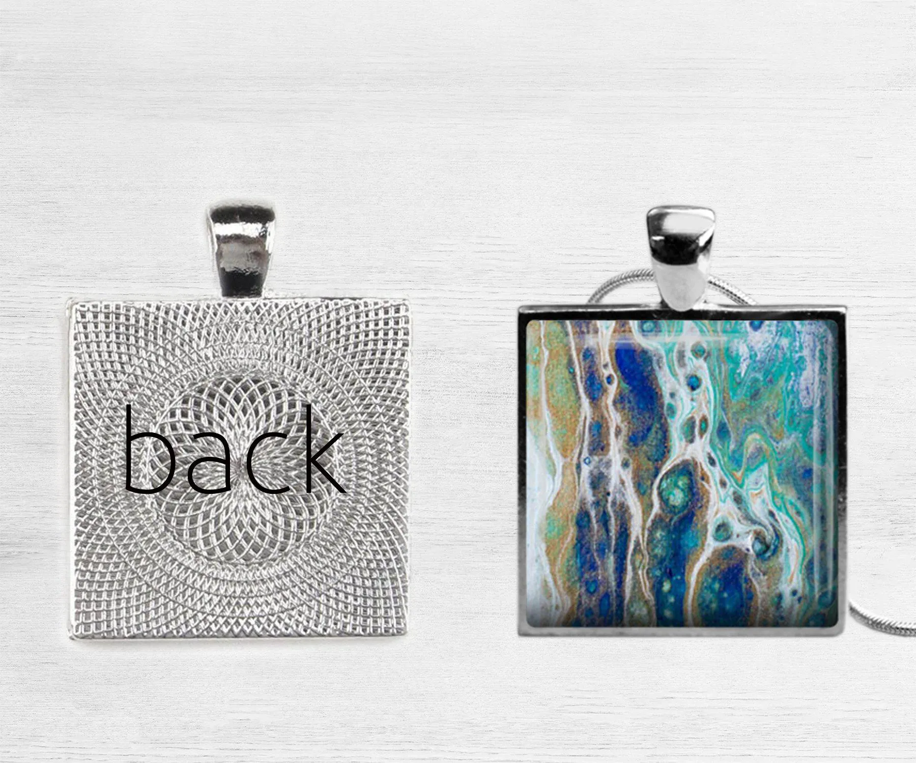 Sapphire Shores Square Necklace | Beach Jewelry | Handmade