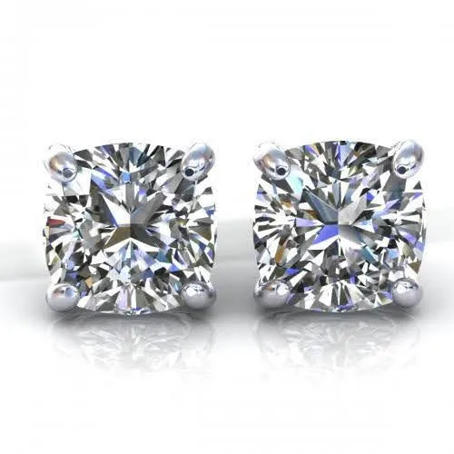 Selected 0.50CT Cushion Cut Diamond Stud Earrings in 14KT White Gold