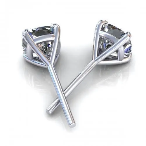 Selected 0.50CT Cushion Cut Diamond Stud Earrings in 14KT White Gold