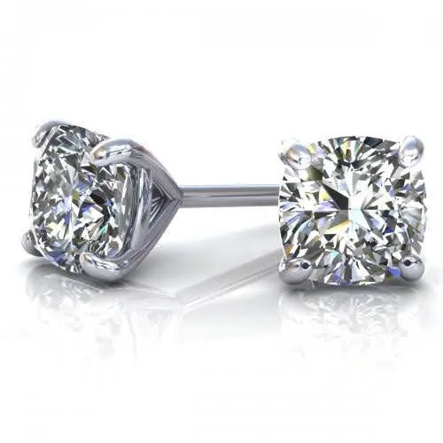 Selected 0.50CT Cushion Cut Diamond Stud Earrings in 14KT White Gold