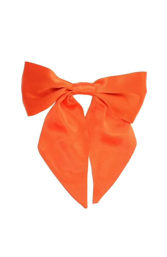 Short Bow Barrette - Silk Charmeuse
