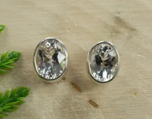 Silver Topaz Sterling Silver Earrings; Genuine Untreated Brazilian Topaz; Topaz Earrings