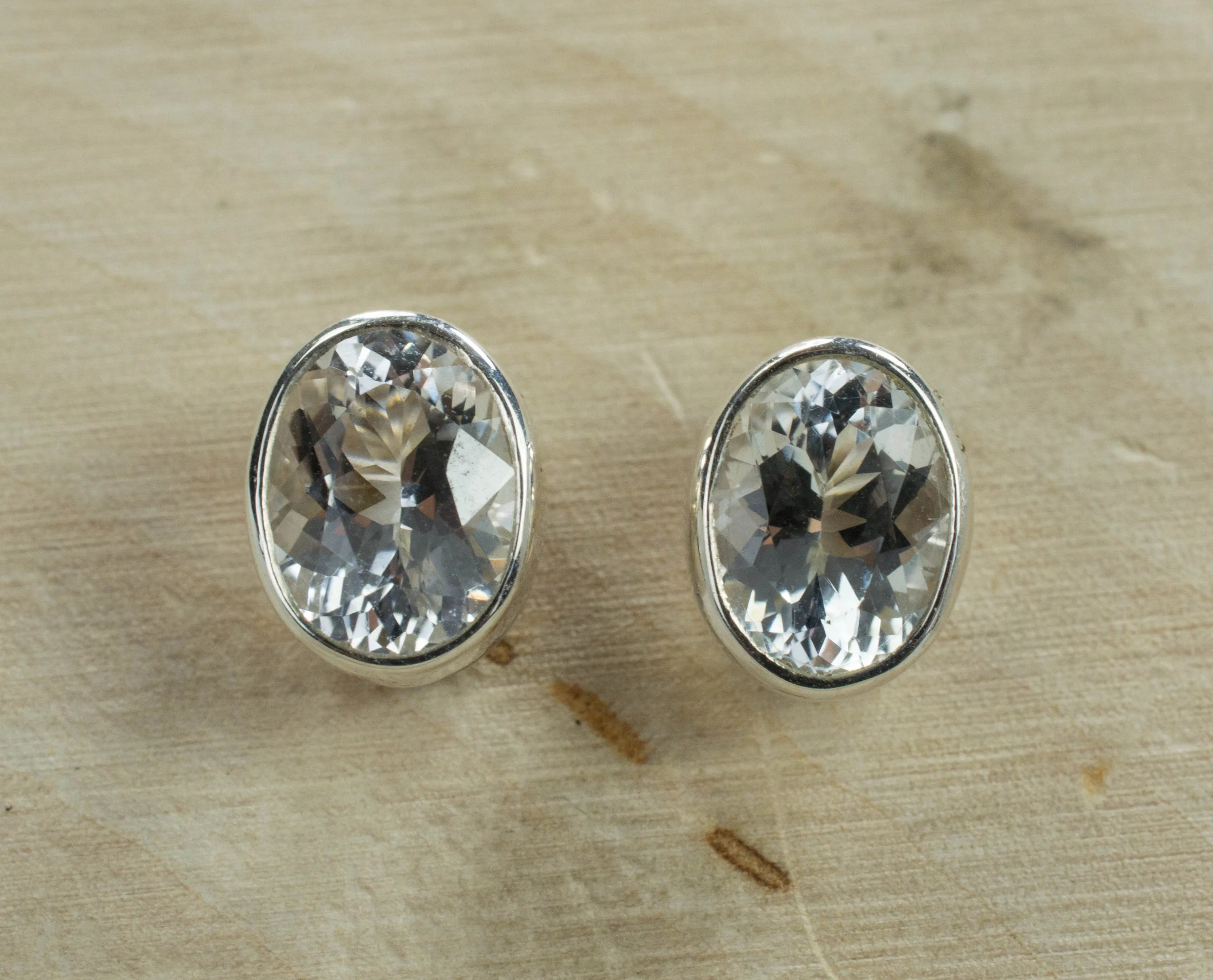 Silver Topaz Sterling Silver Earrings; Genuine Untreated Brazilian Topaz; Topaz Earrings