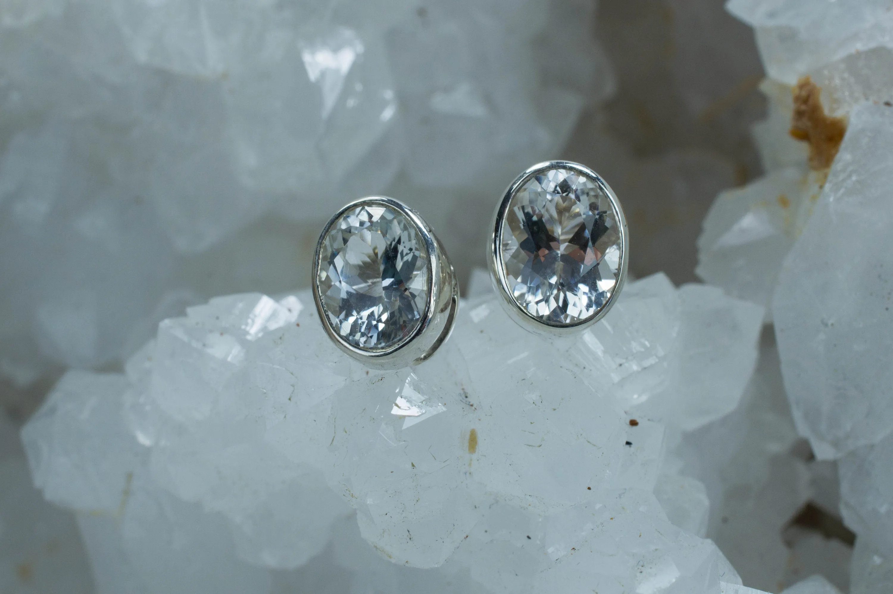 Silver Topaz Sterling Silver Earrings; Genuine Untreated Brazilian Topaz; Topaz Earrings