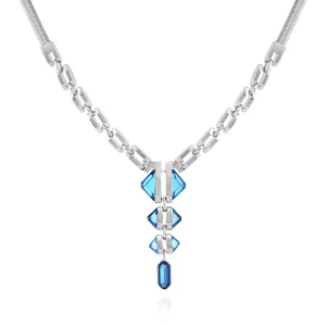 Silvertone Blue Stone Pendant Statement Necklace