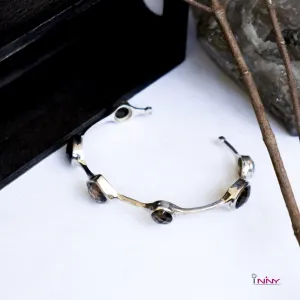 Smokey Quartz Silver Bangle