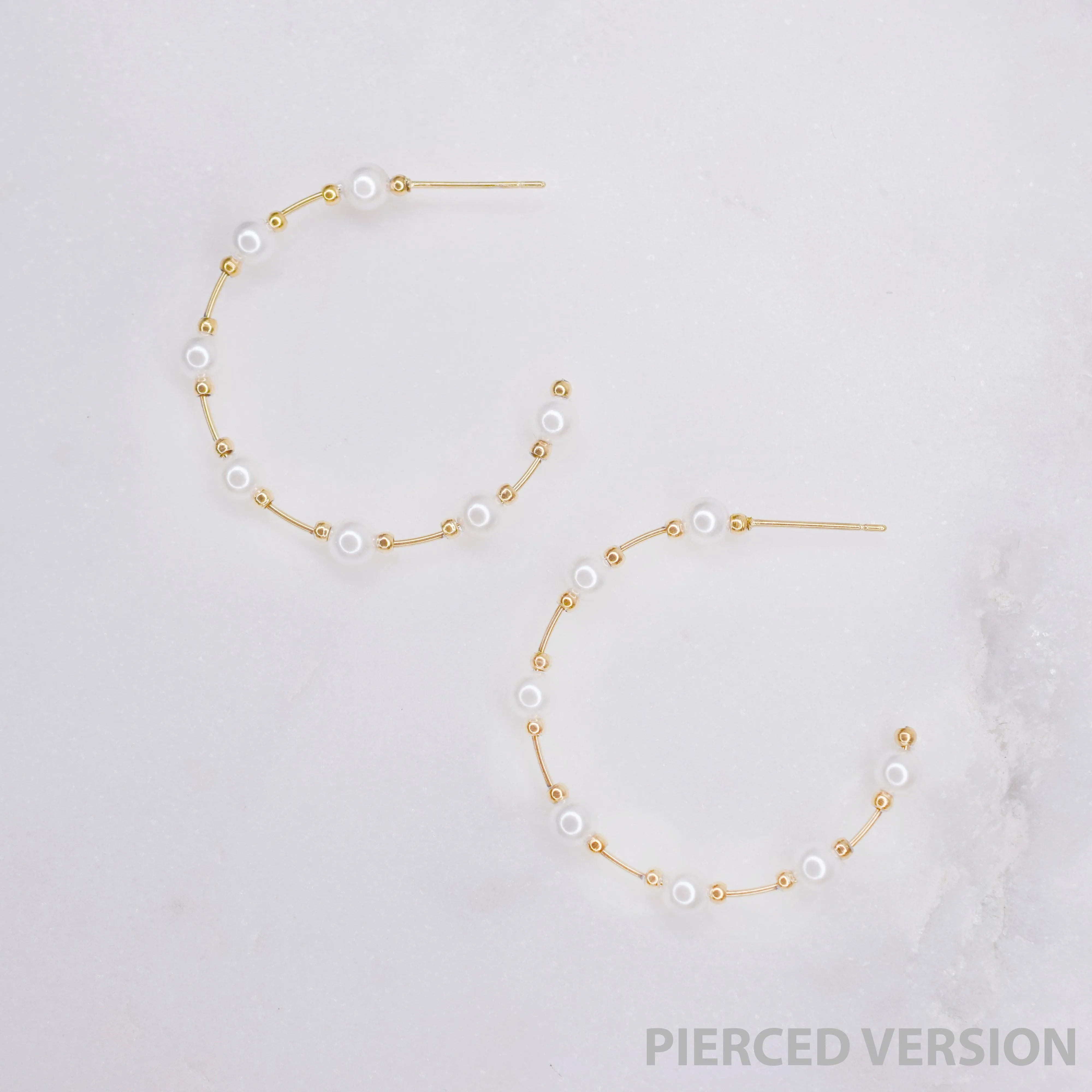SPACED PEARL HOOP EARRINGS