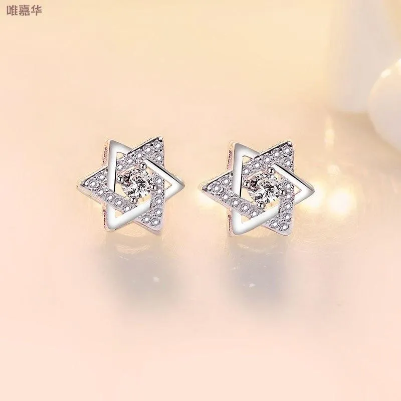 Star of David Stud Earrings Zircon Crystal