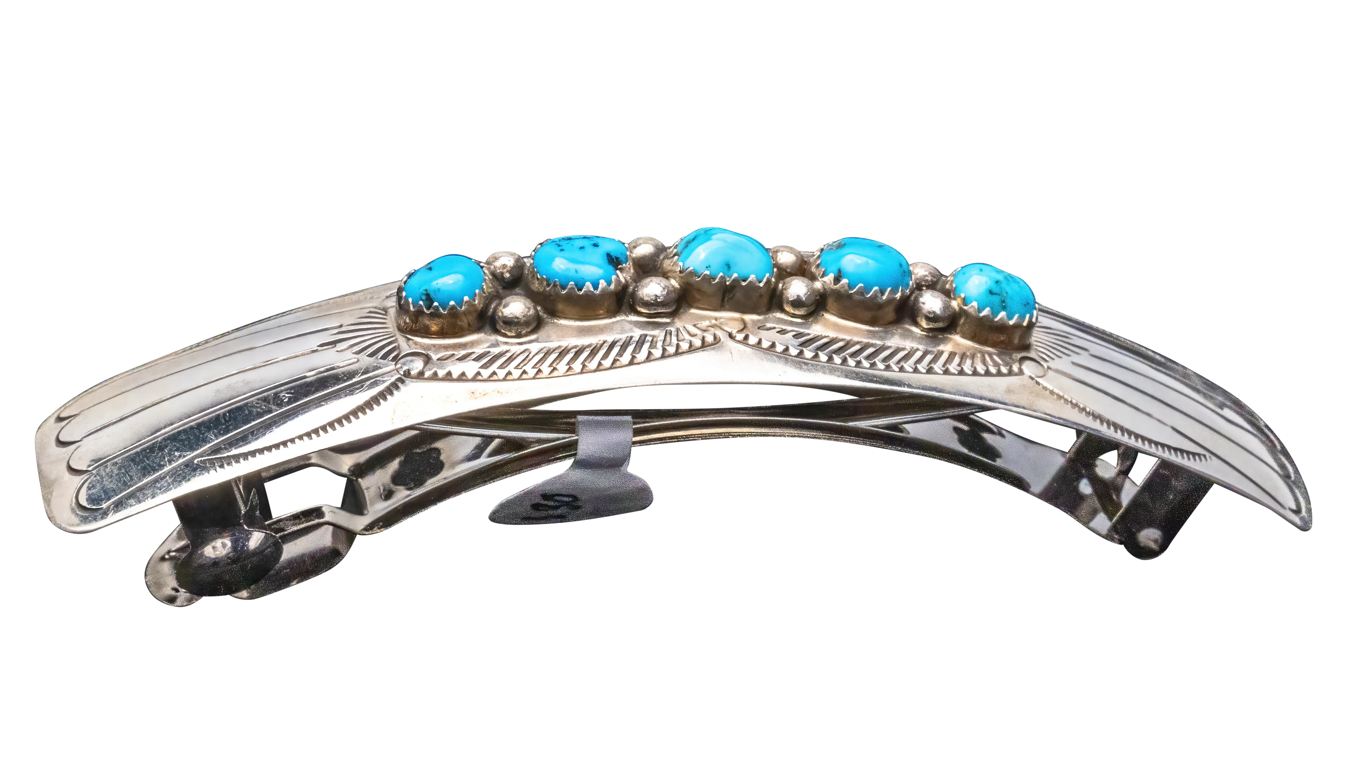 Sterling Silver Kingman Turquoise Barrette | Artisan Handmade