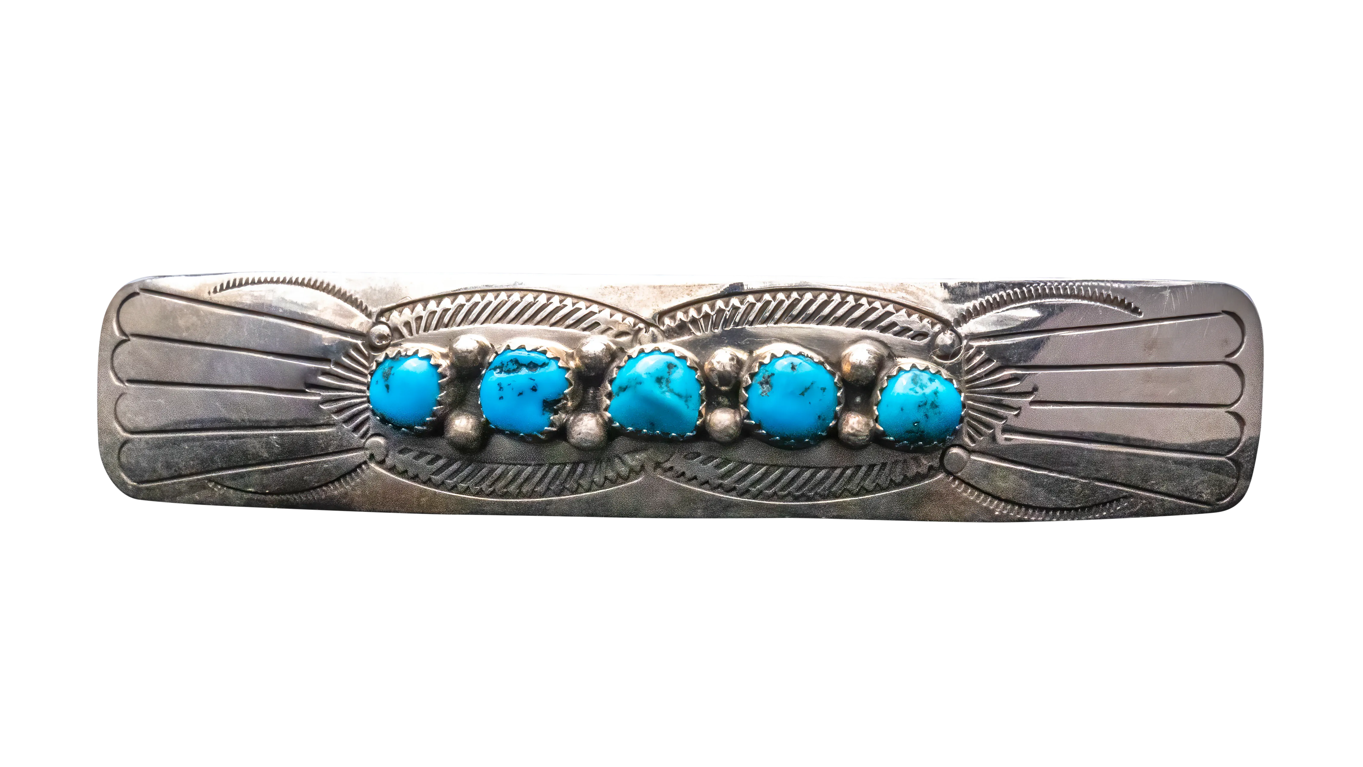 Sterling Silver Kingman Turquoise Barrette | Artisan Handmade