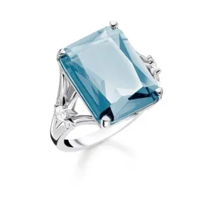 Sterling Silver Light Blue Stone Star Cocktail Ring TR2261-644-31