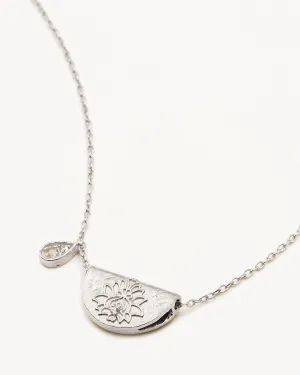 Sterling Silver Lotus Birthstone Necklace - June - Moonstone