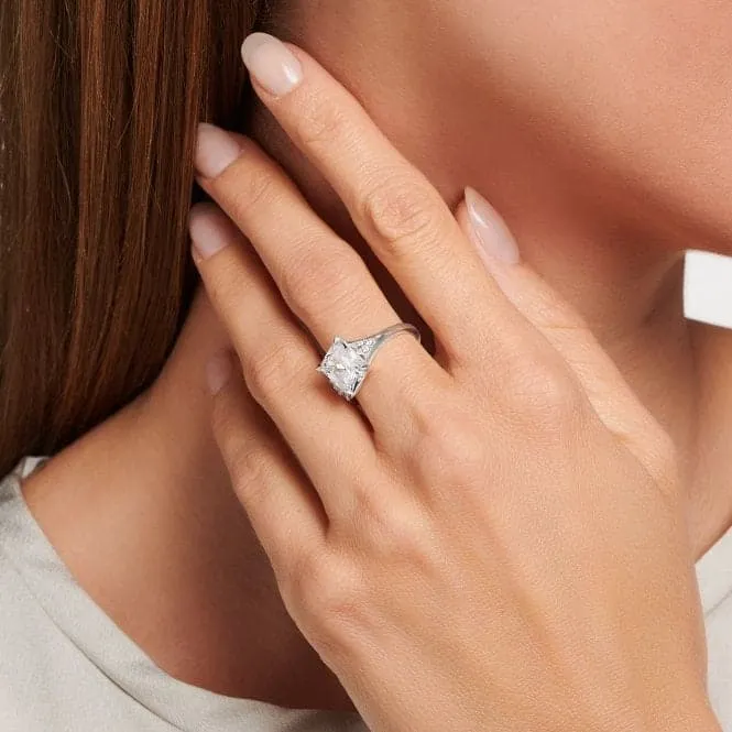 Sterling Silver White Stone Ring TR2362-051-14