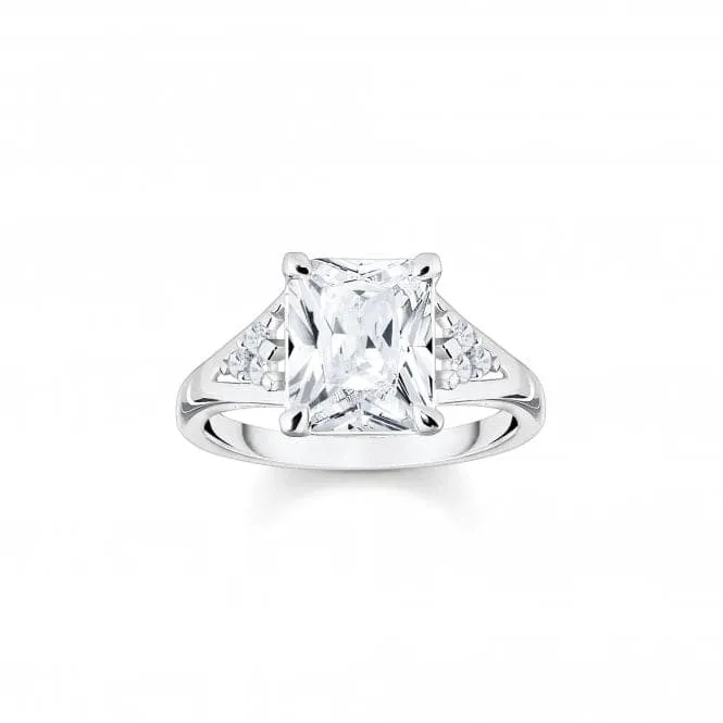 Sterling Silver White Stone Ring TR2362-051-14