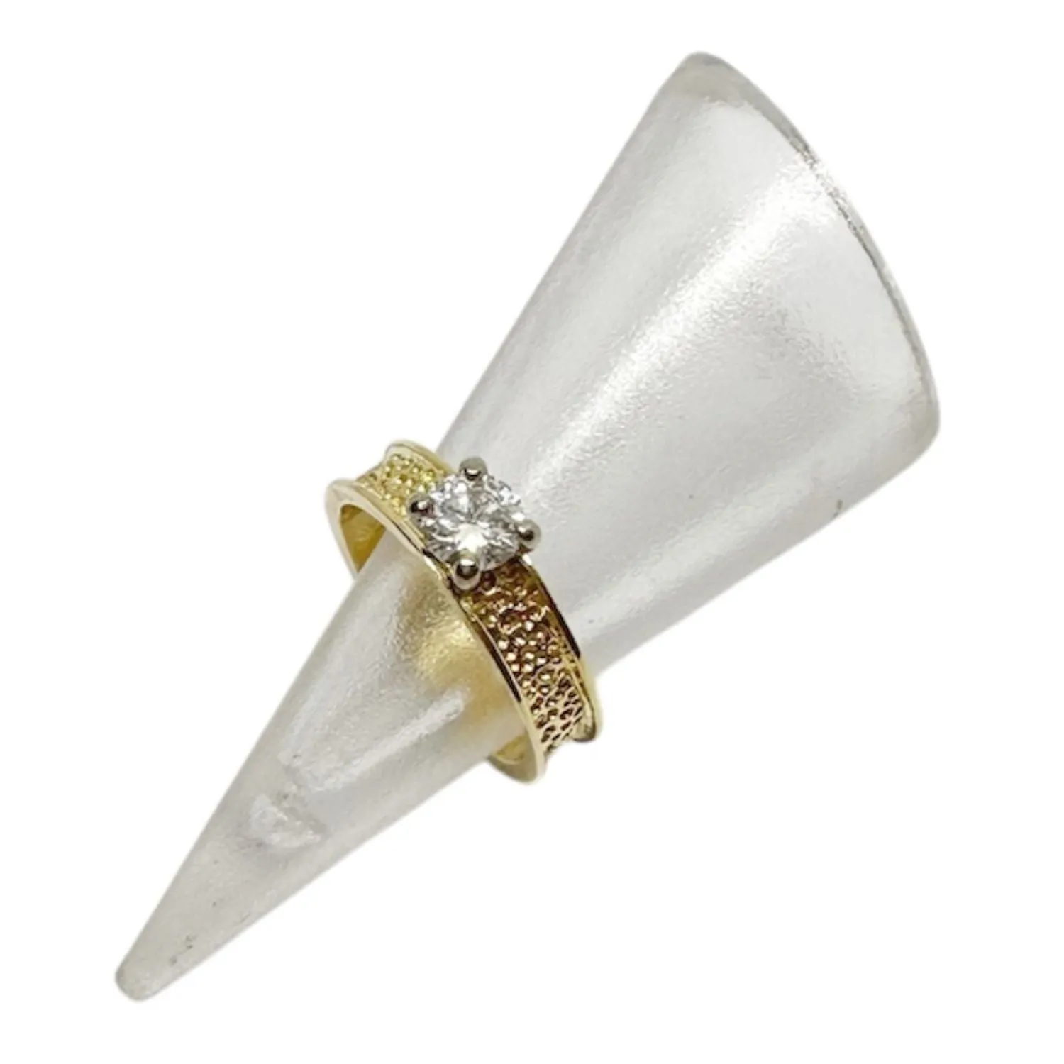 Textured Gold Solitaire Diamond Ring