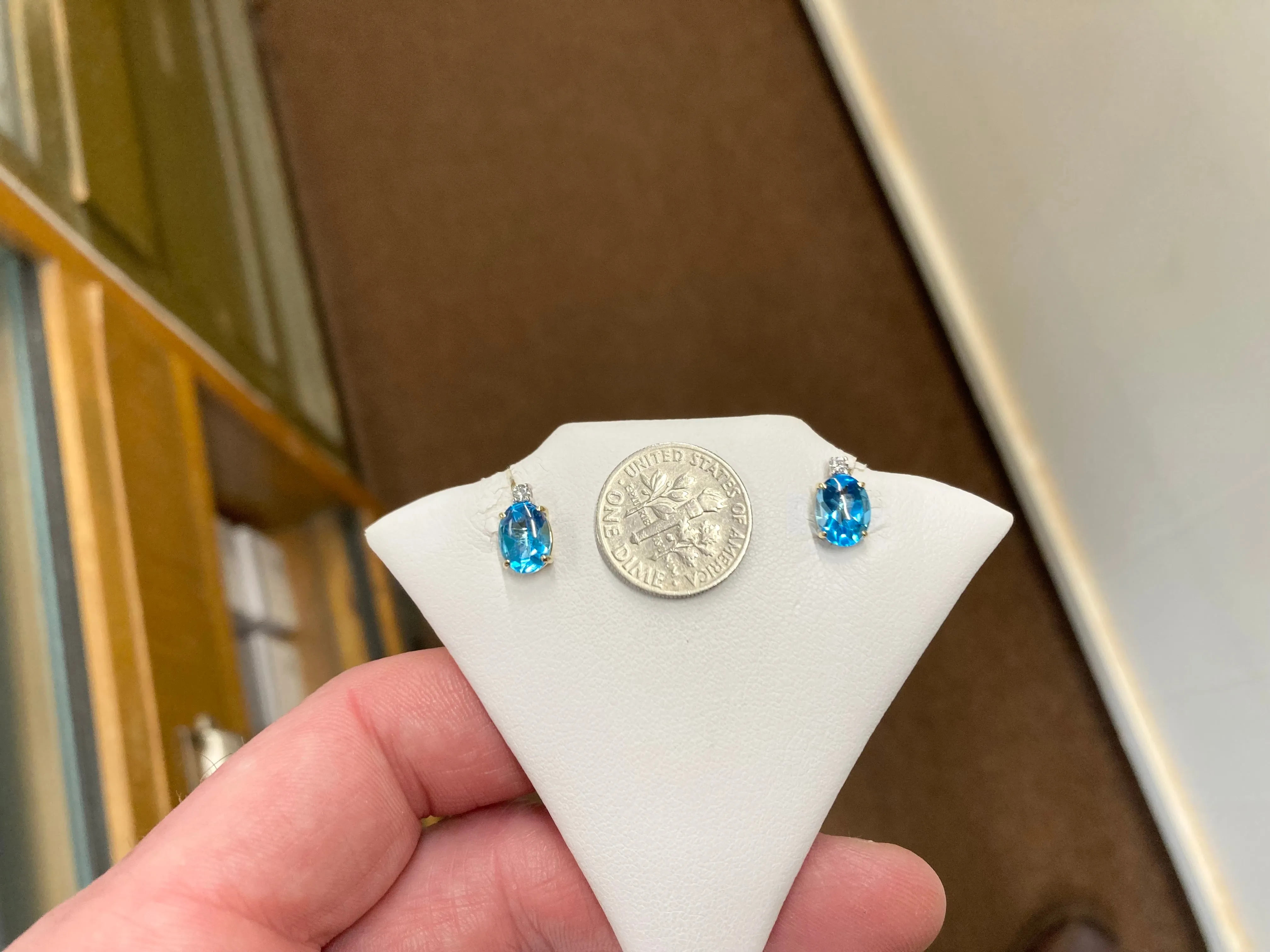 Topaz And Diamond Gold Earrings