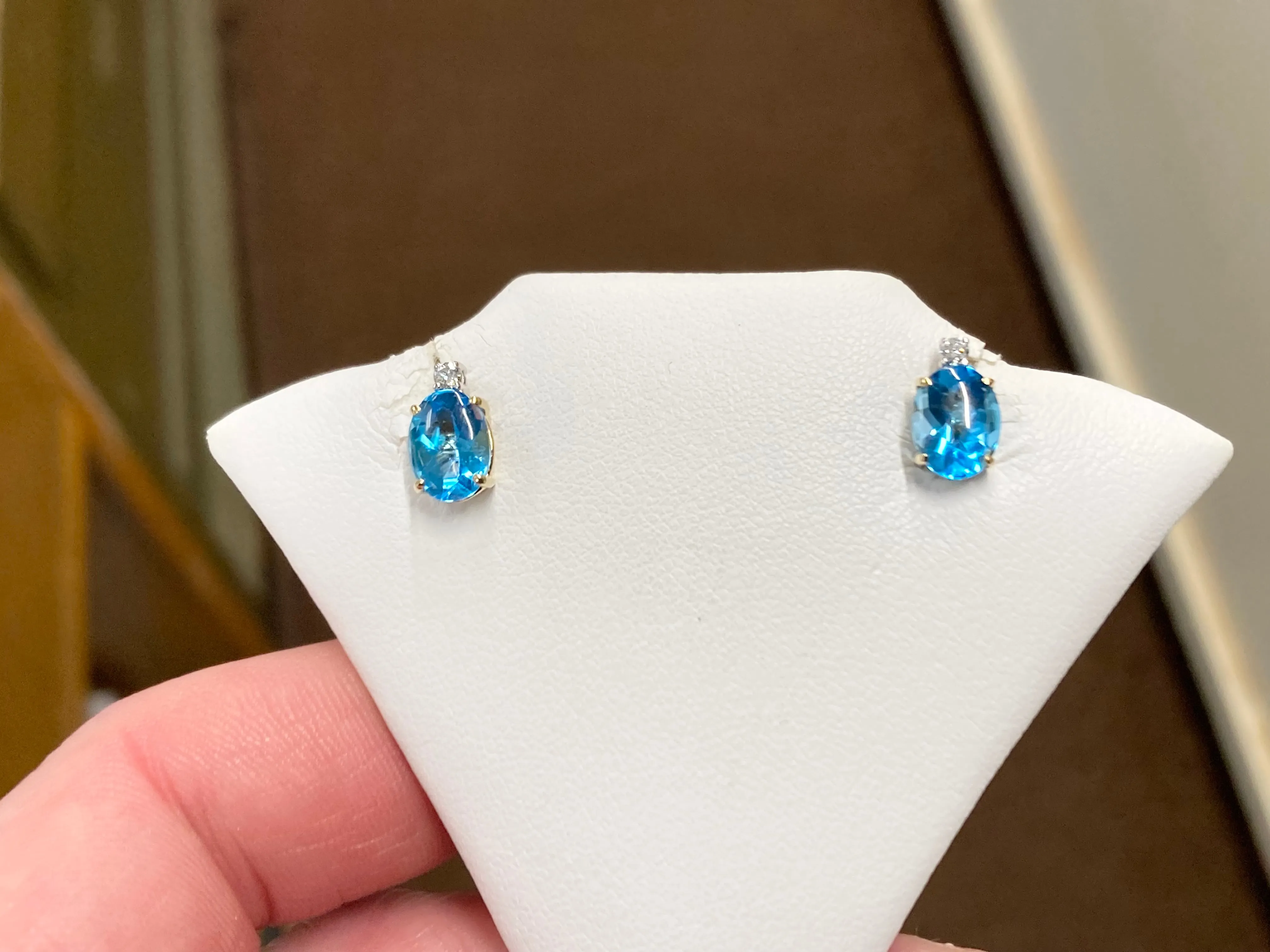 Topaz And Diamond Gold Earrings