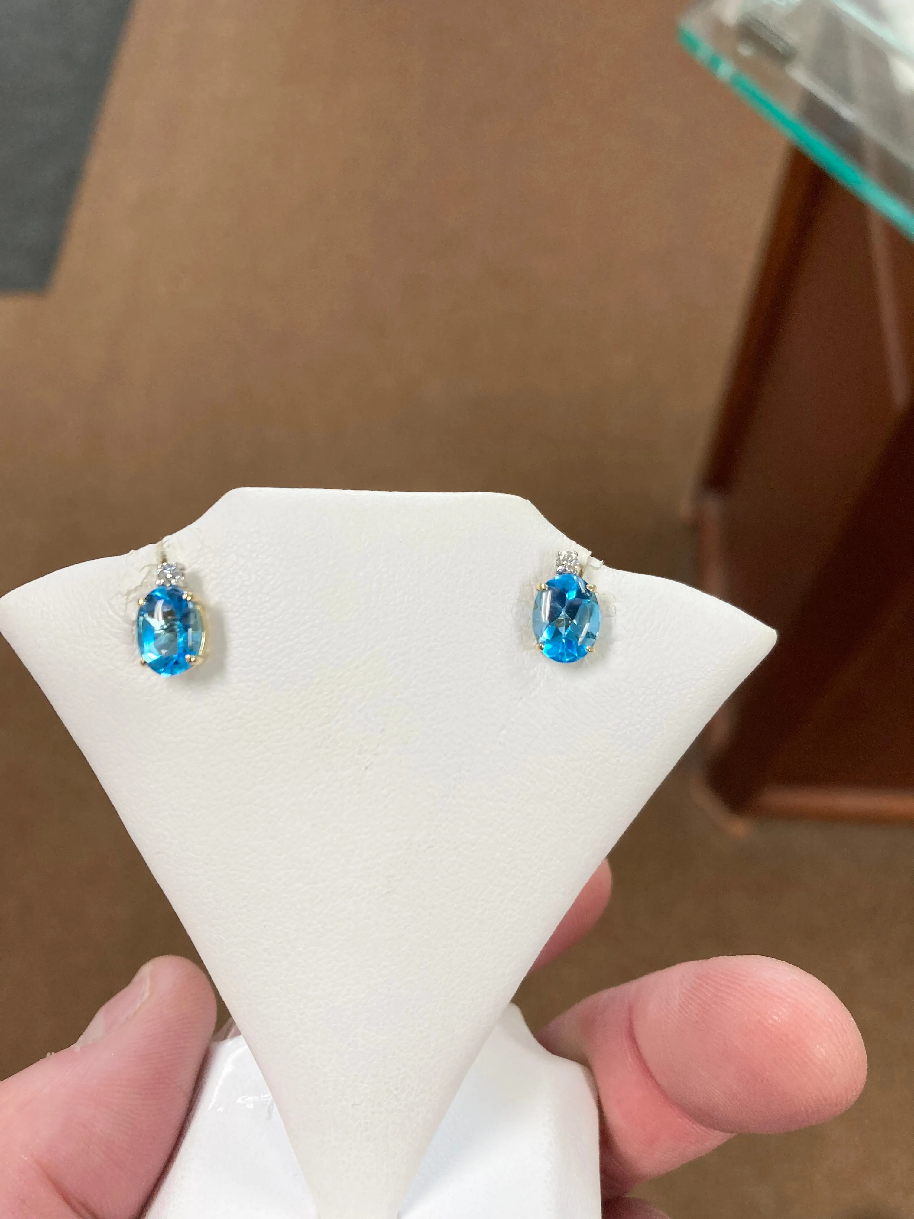 Topaz And Diamond Gold Earrings