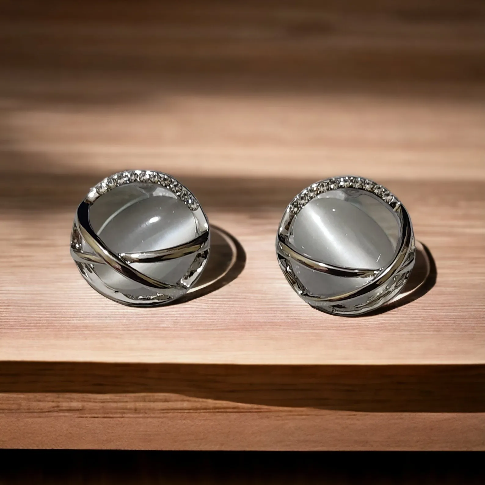 Trendy 18k Silver Plated Marble Finished Stud Earrings with Rhinestone: Stylish and Minimalist Jewelry for Any Occasion