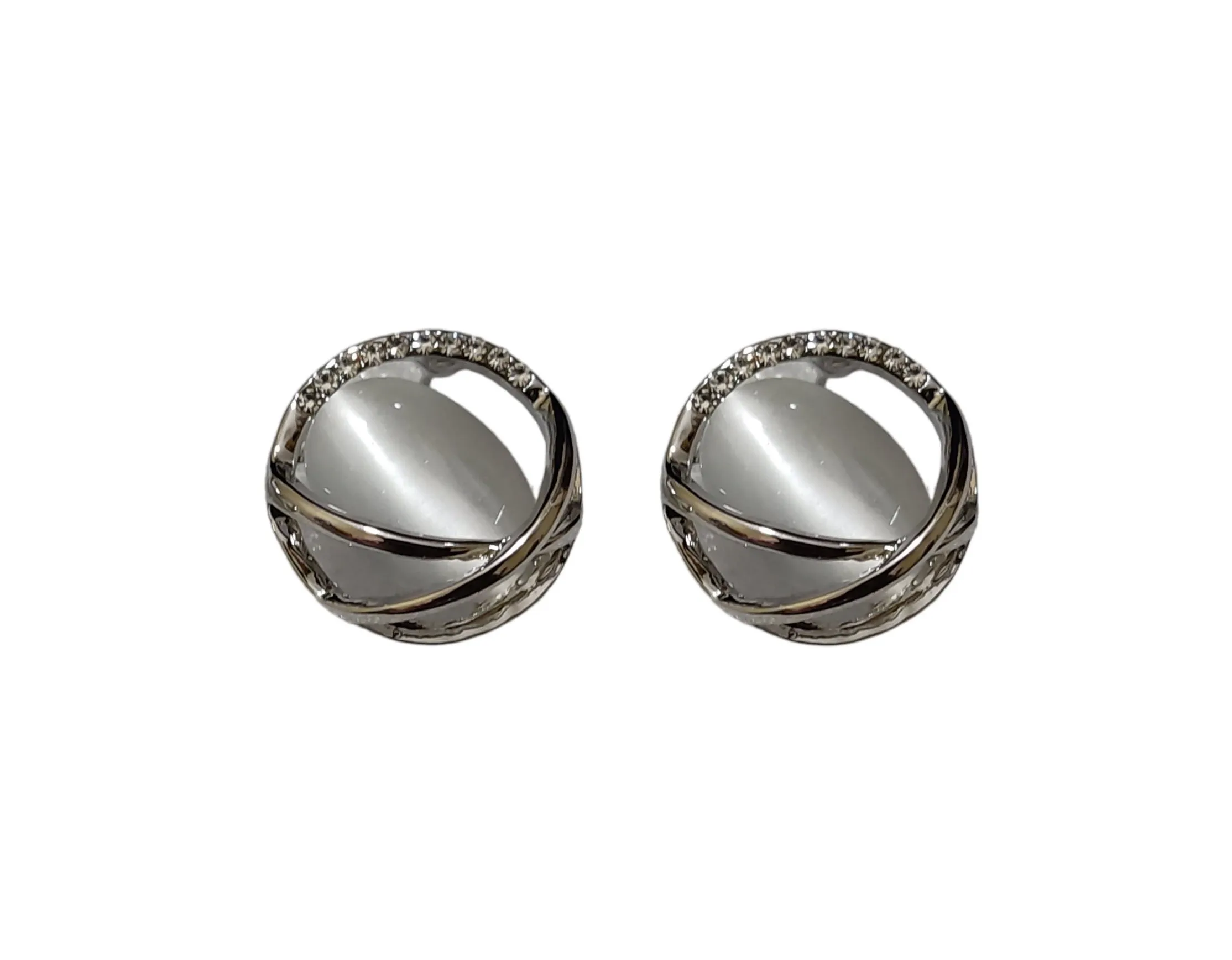 Trendy 18k Silver Plated Marble Finished Stud Earrings with Rhinestone: Stylish and Minimalist Jewelry for Any Occasion