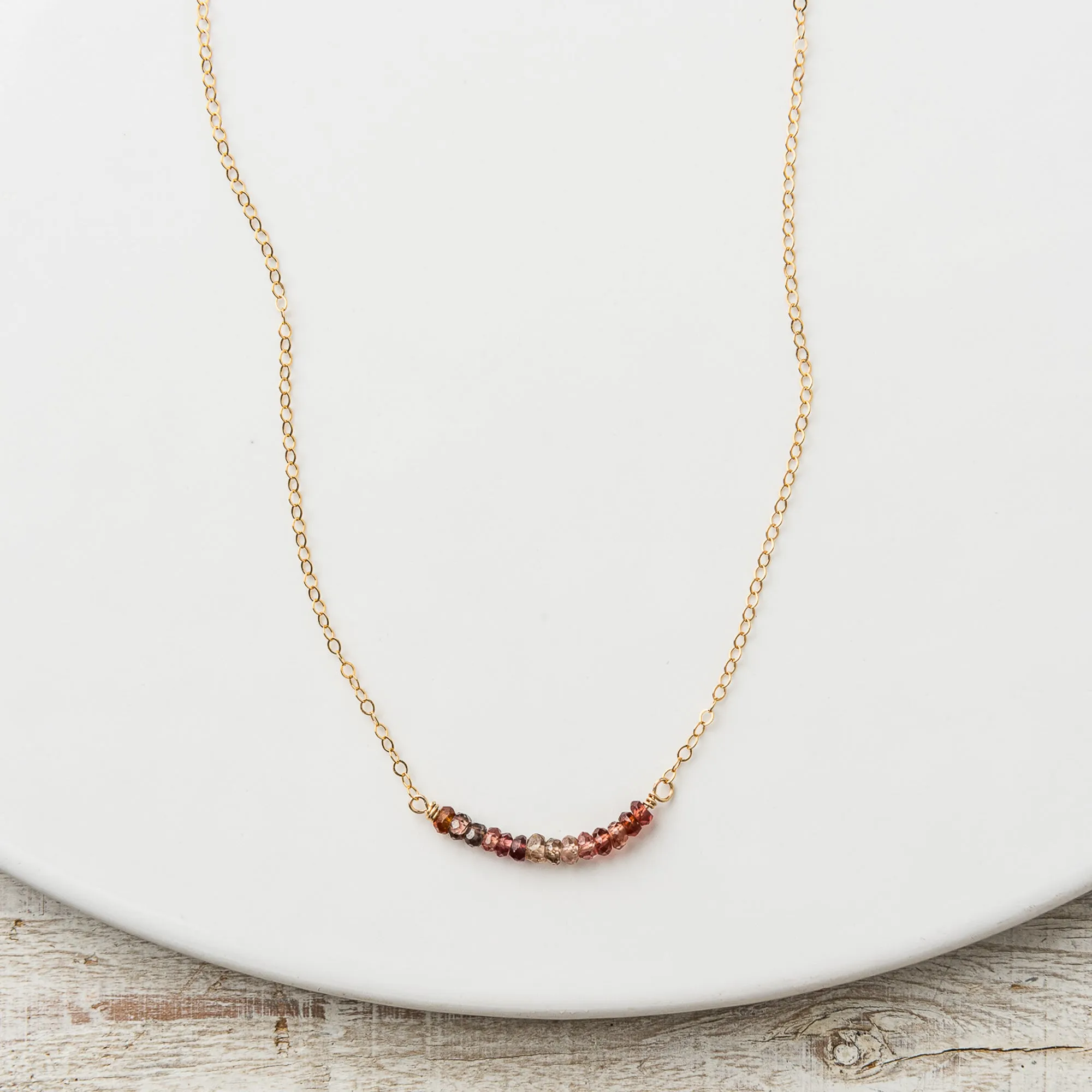 Tunduru Sapphire Arch Necklace on Delicate Flat Cable Chain
