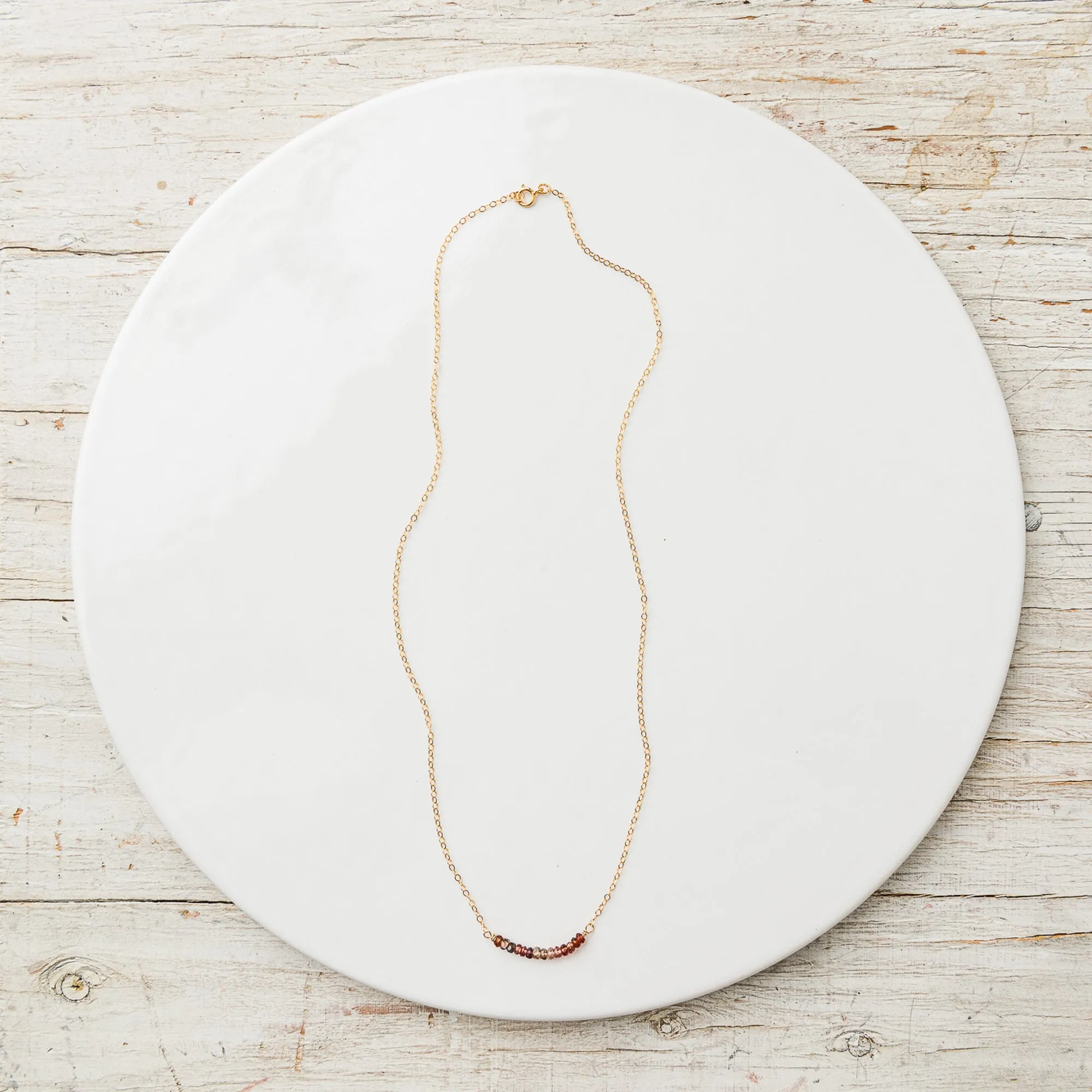 Tunduru Sapphire Arch Necklace on Delicate Flat Cable Chain