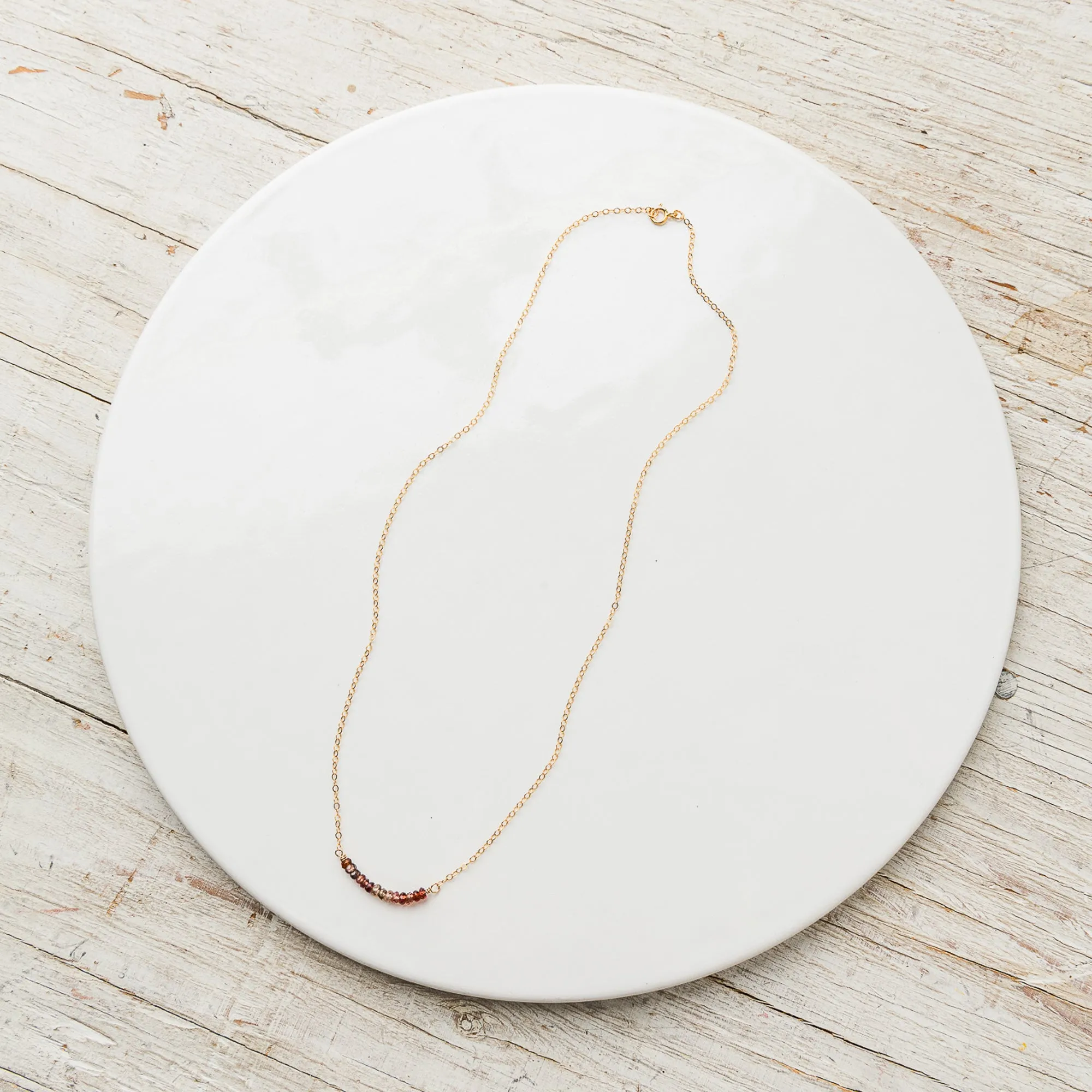 Tunduru Sapphire Arch Necklace on Delicate Flat Cable Chain