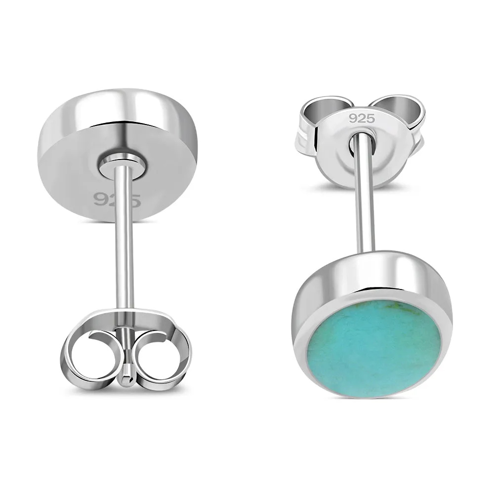 Turquoise Oval Stud Silver Earrings