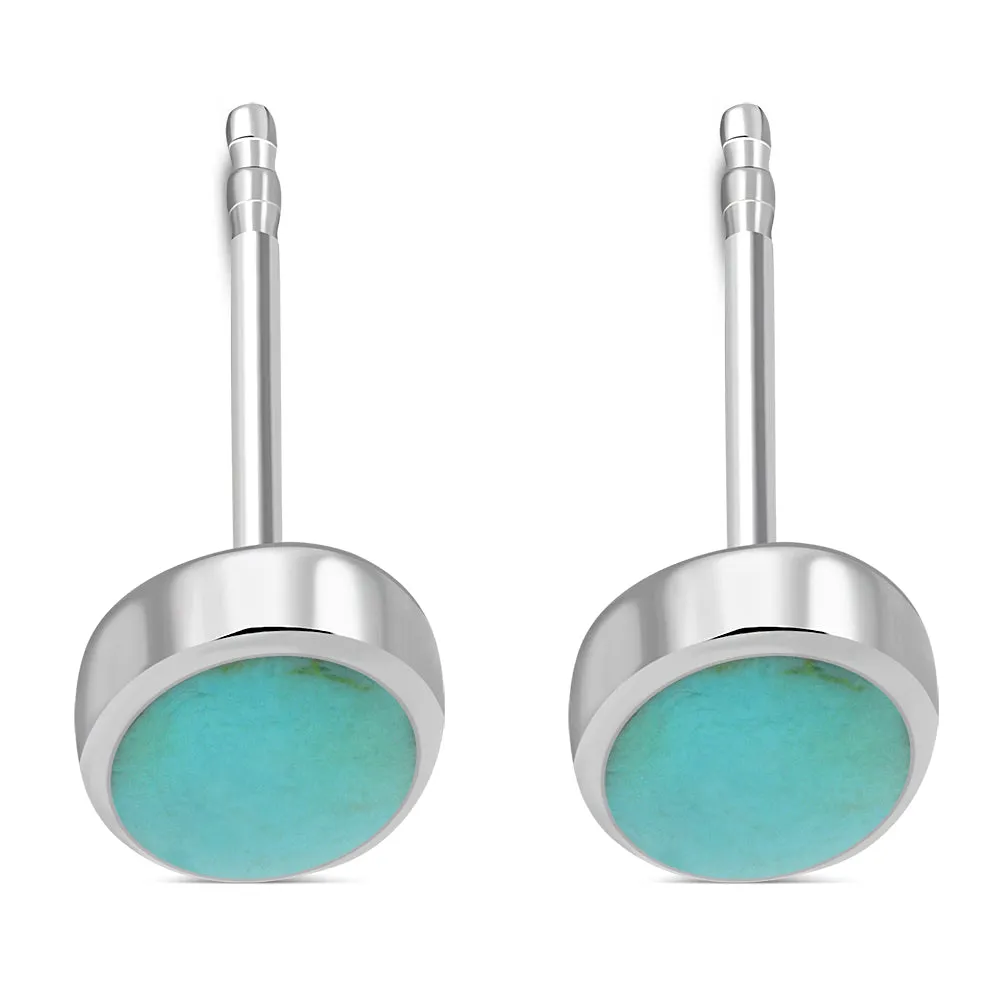 Turquoise Oval Stud Silver Earrings