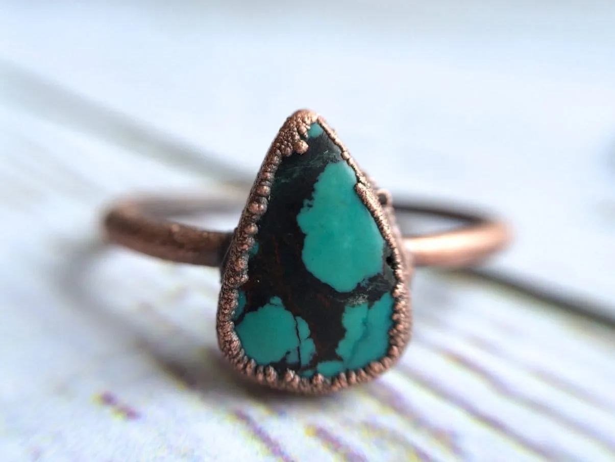 Turquoise ring | Simple stone stacking ring