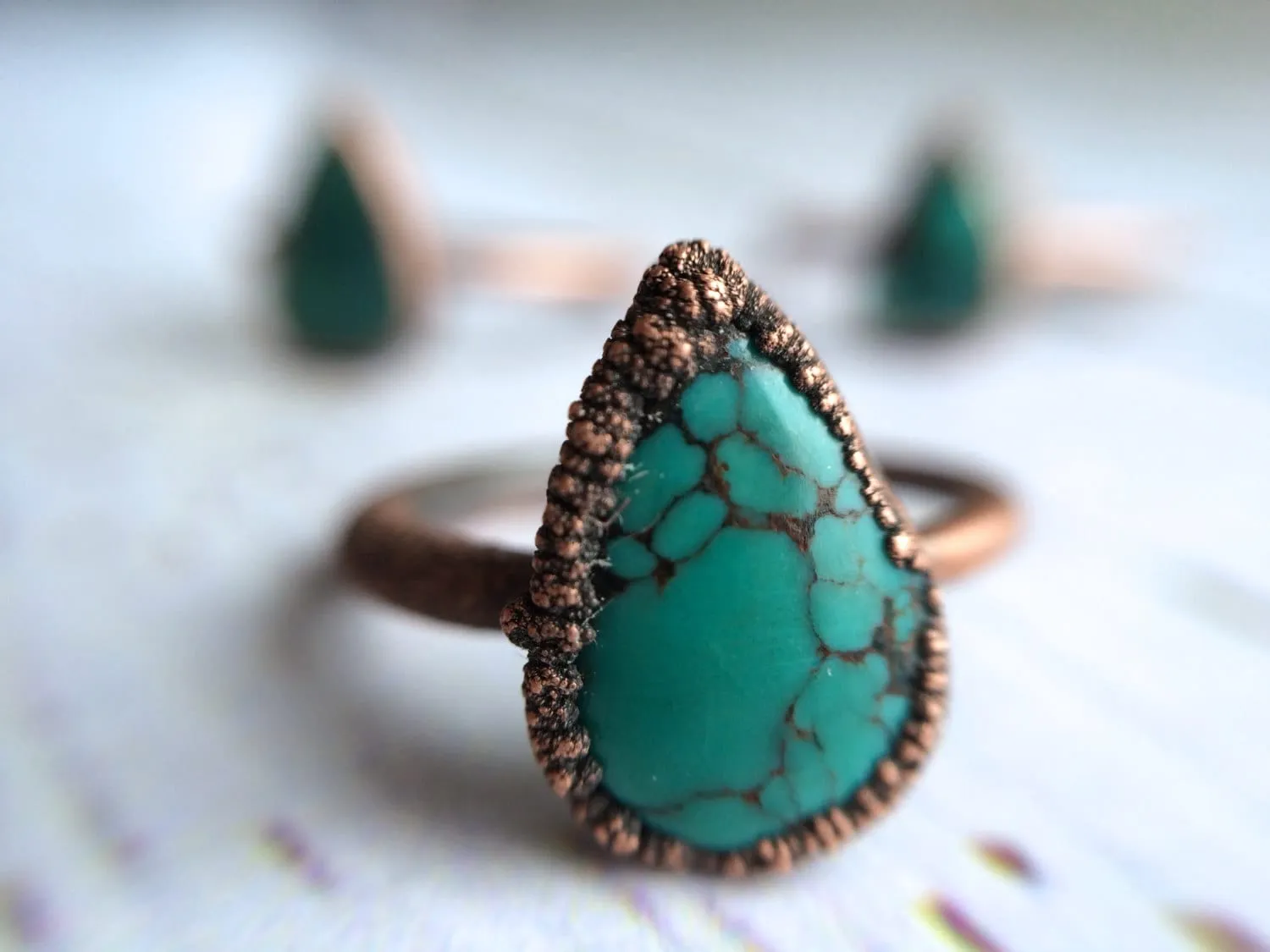 Turquoise ring | Simple stone stacking ring