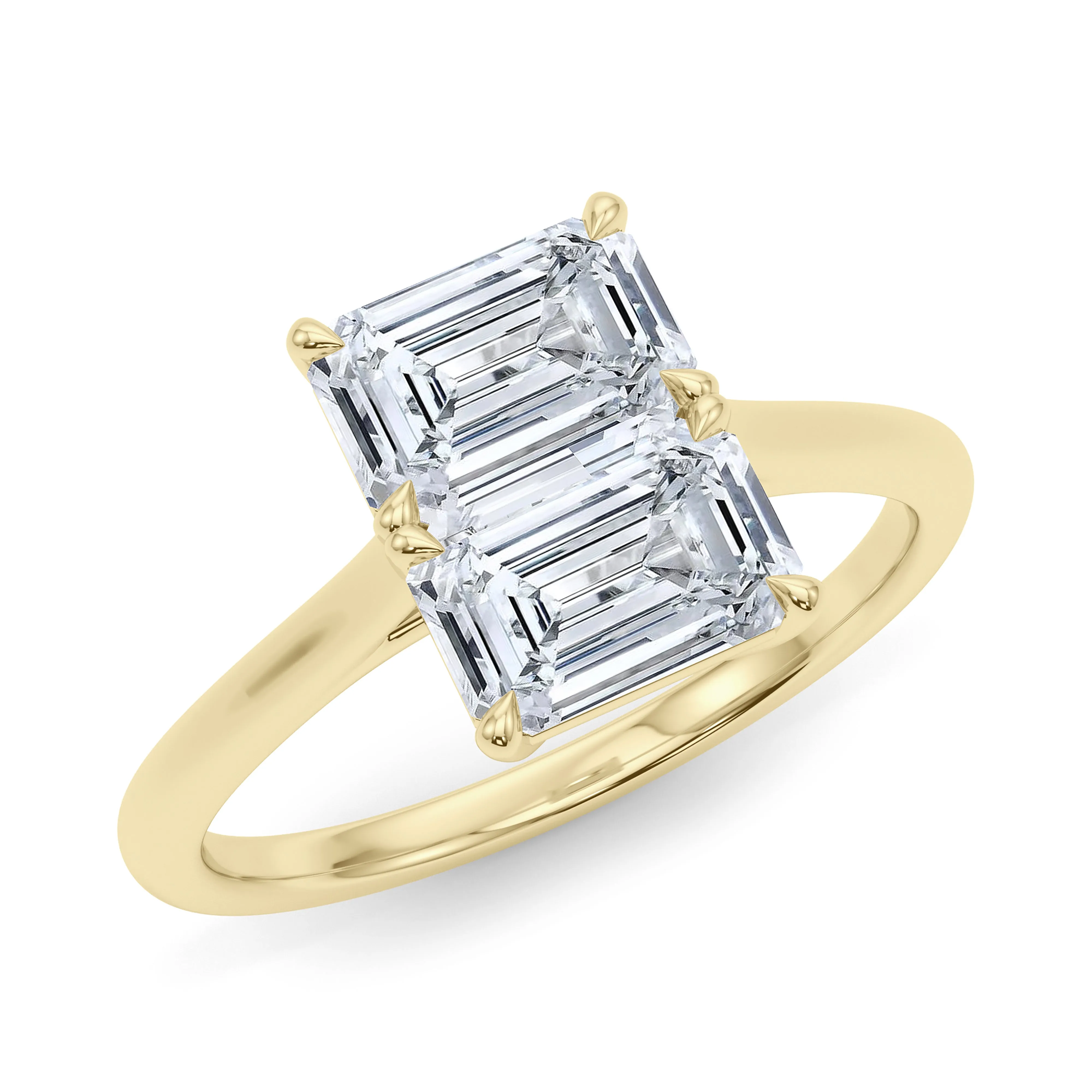 Twin Emerald East-West Diamond Ring