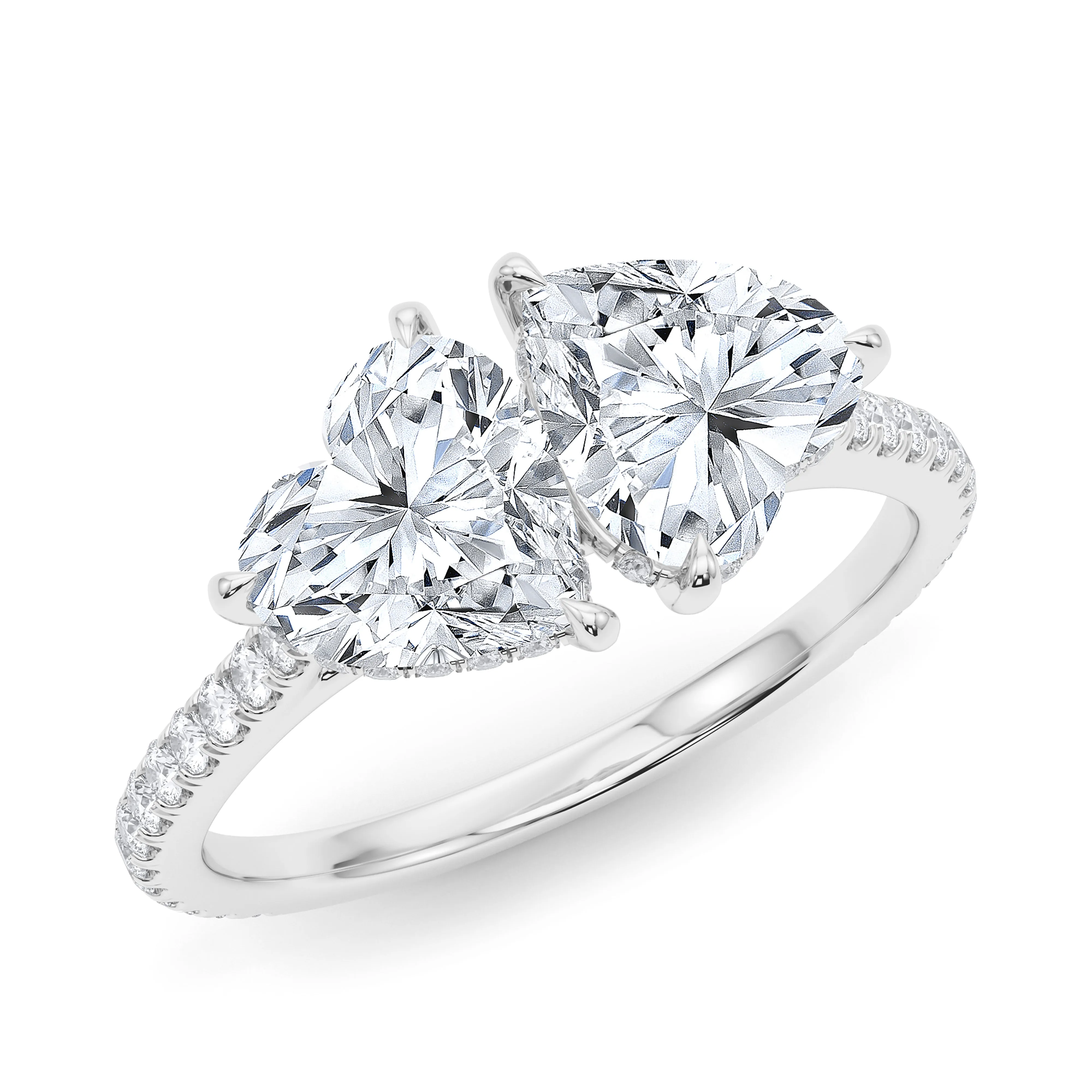 Twin Heart Pave Ring