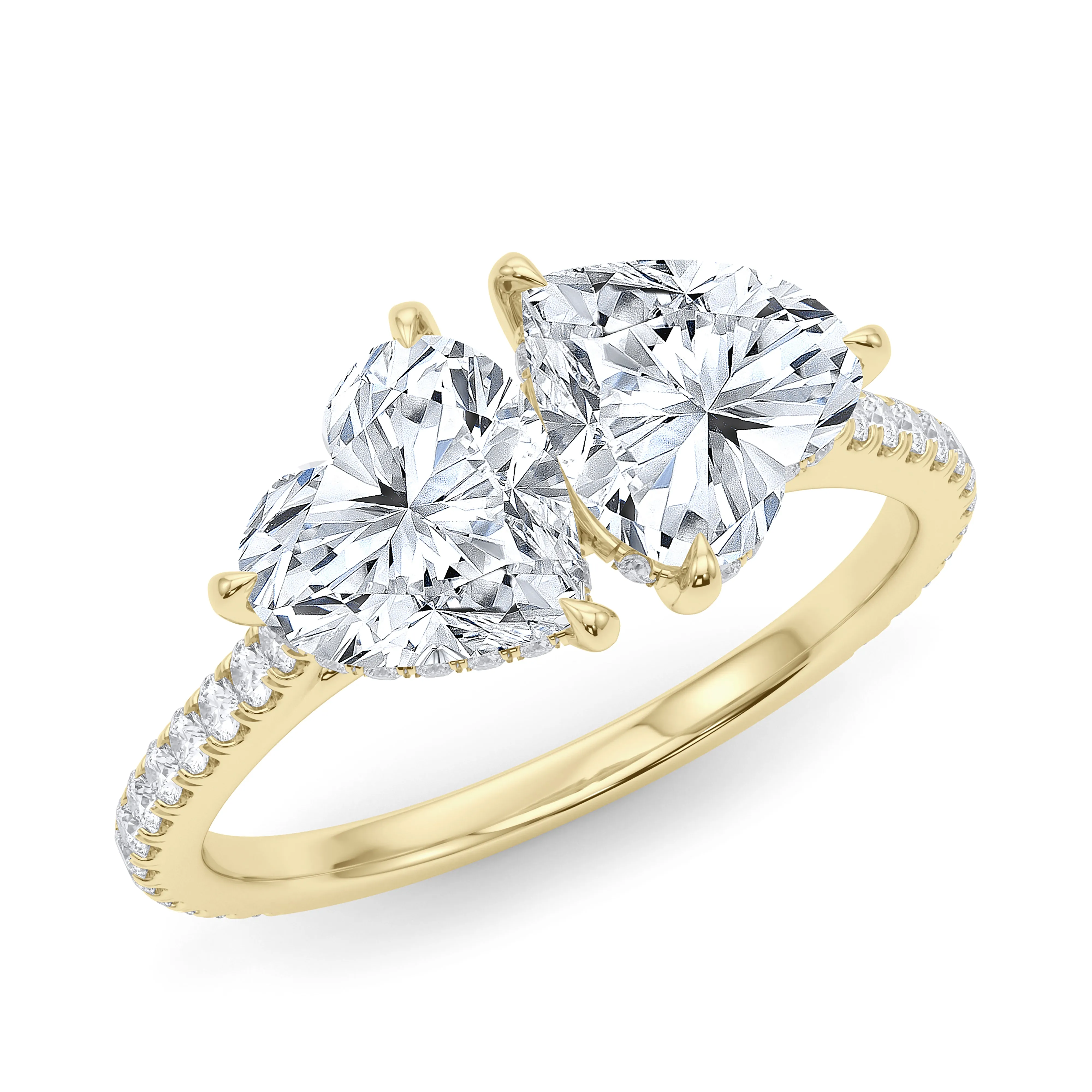 Twin Heart Pave Ring