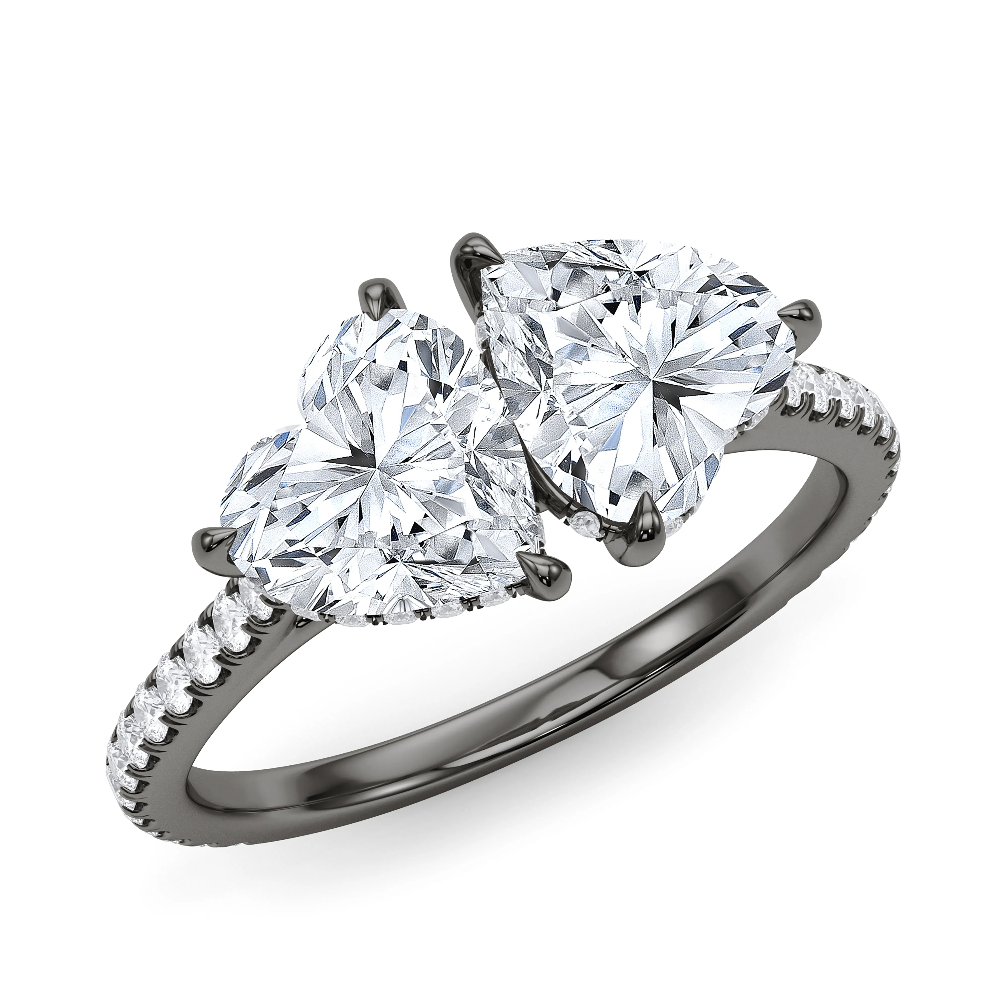 Twin Heart Pave Ring