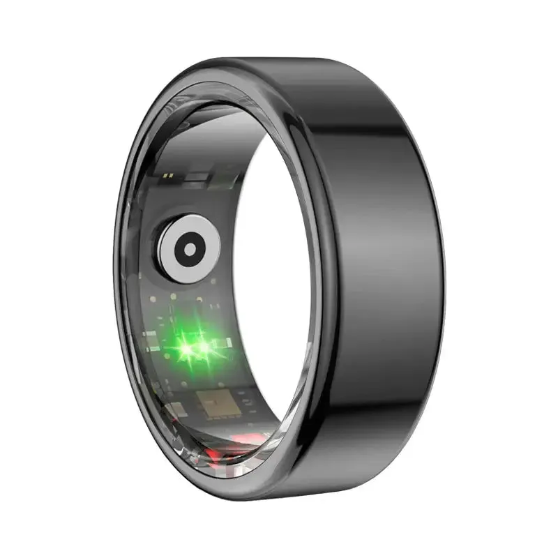 Uni•Q-Ring - Wireless Smart Ring (Stainless Steel Case, Waterproof, Chip RF03, BT Connection, Heart Rate & Sleep Monitoring, Sports Mode) - UniSex   Easy 15-Day Returns - UltraPods (Free Gift)