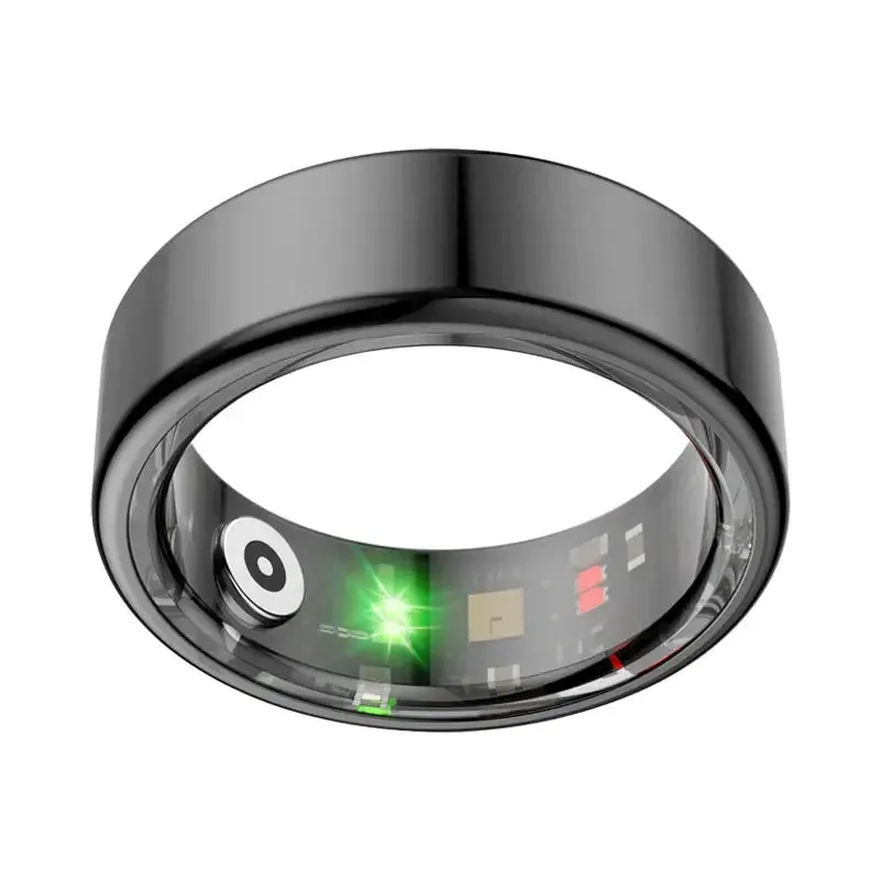 Uni•Q-Ring - Wireless Smart Ring (Stainless Steel Case, Waterproof, Chip RF03, BT Connection, Heart Rate & Sleep Monitoring, Sports Mode) - UniSex   Easy 15-Day Returns - UltraPods (Free Gift)