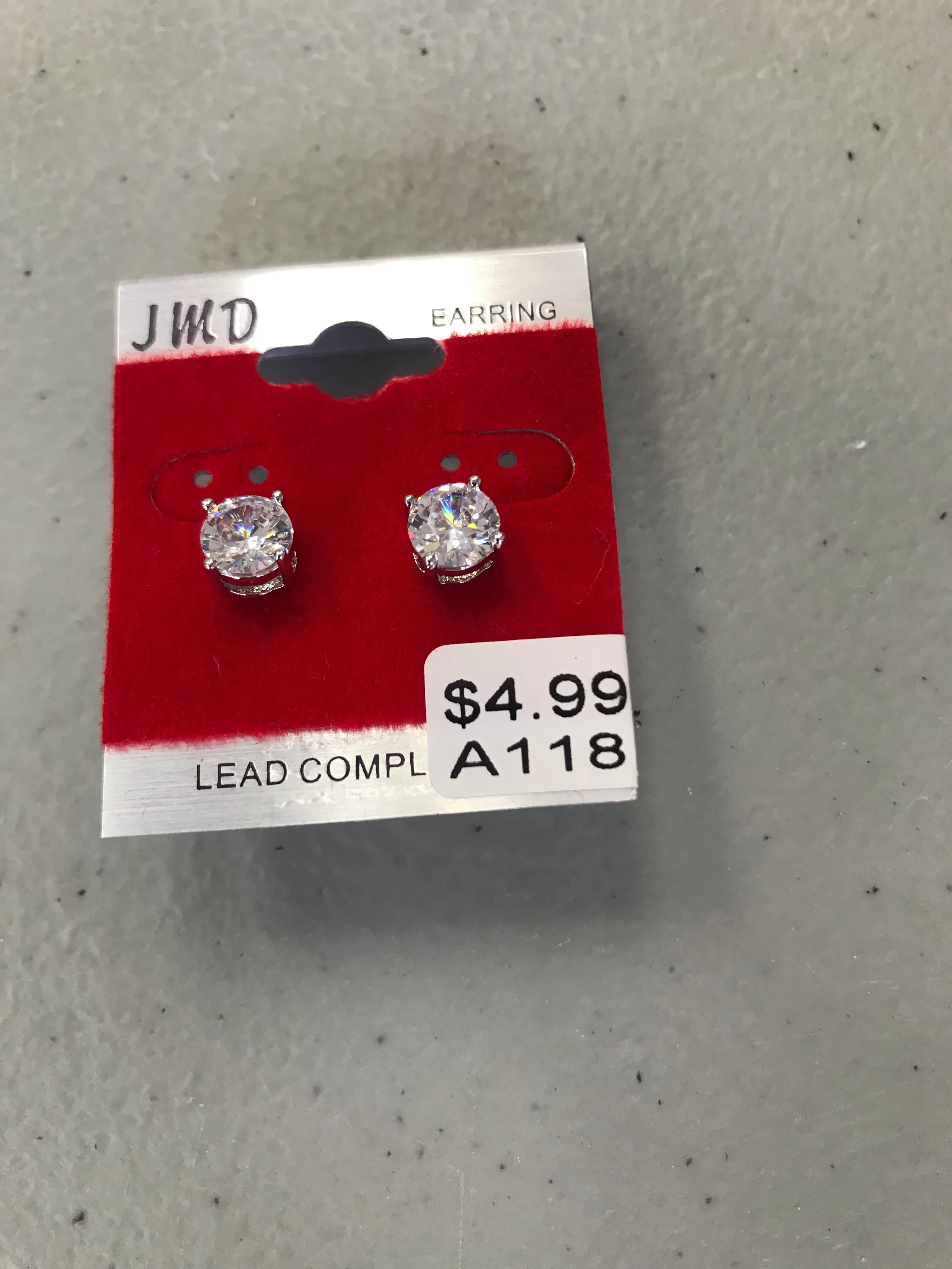 Unisex Stud Earrings Silver Back