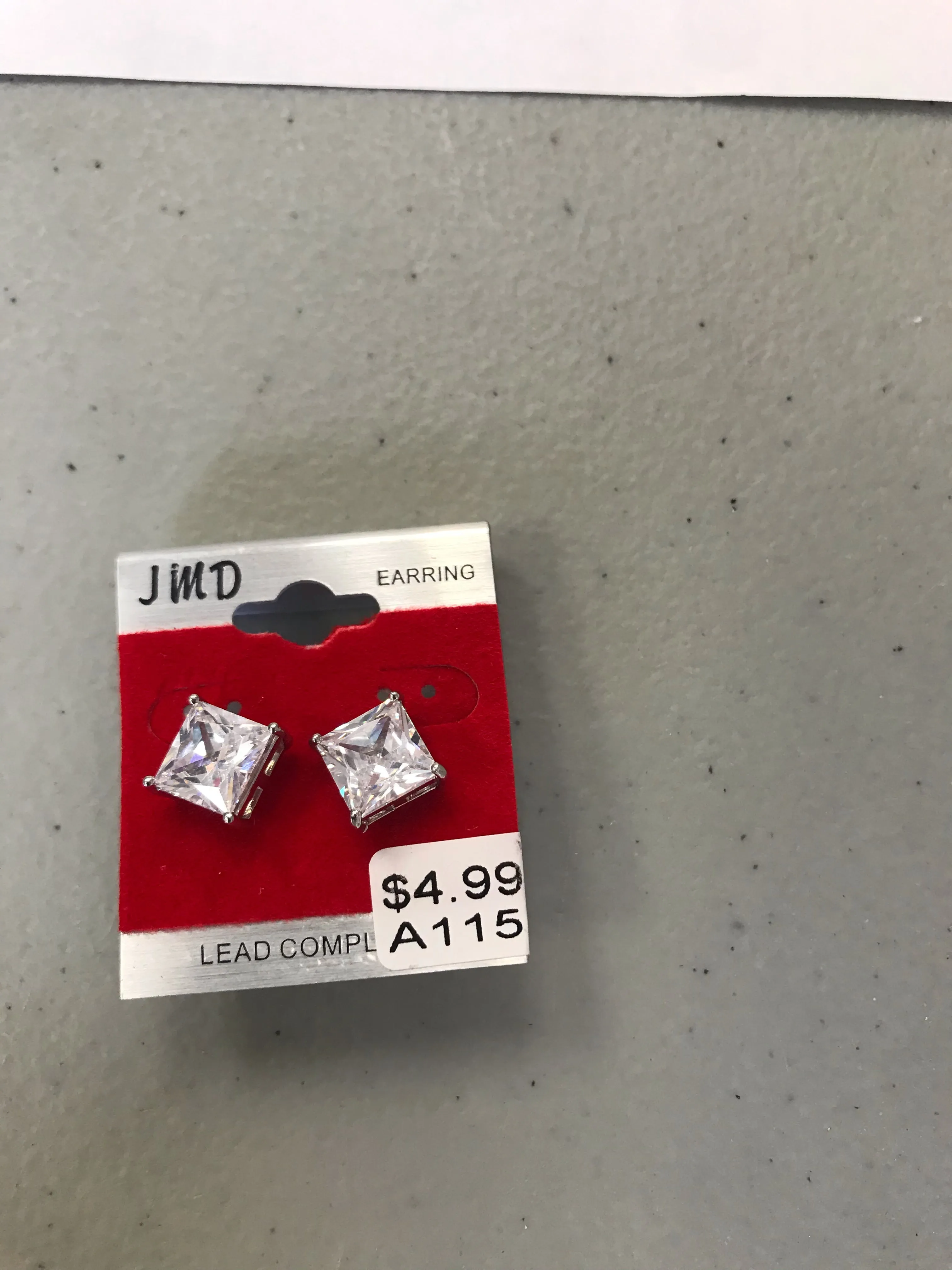 Unisex Stud Earrings Silver Back