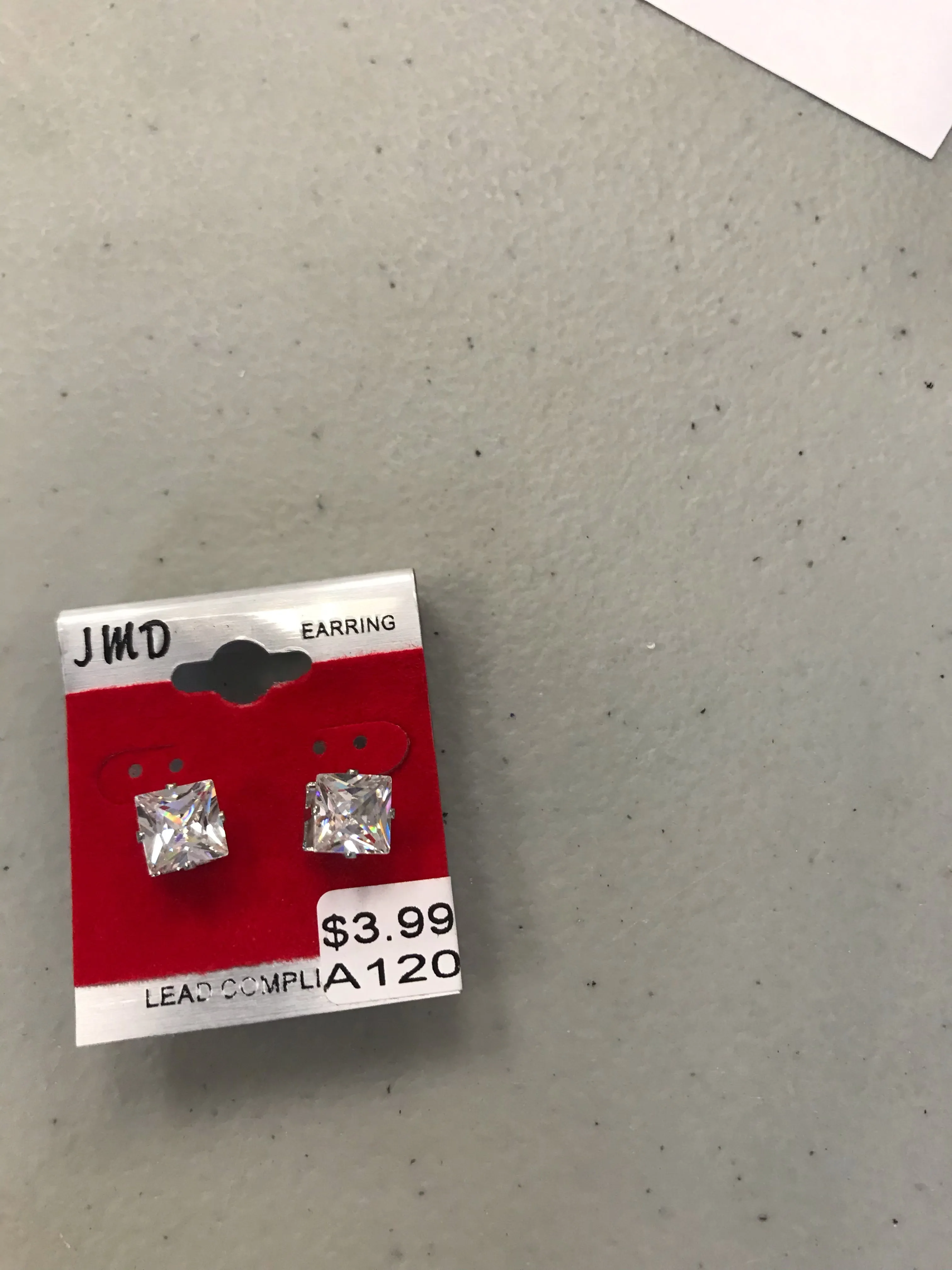 Unisex Stud Earrings Silver Back