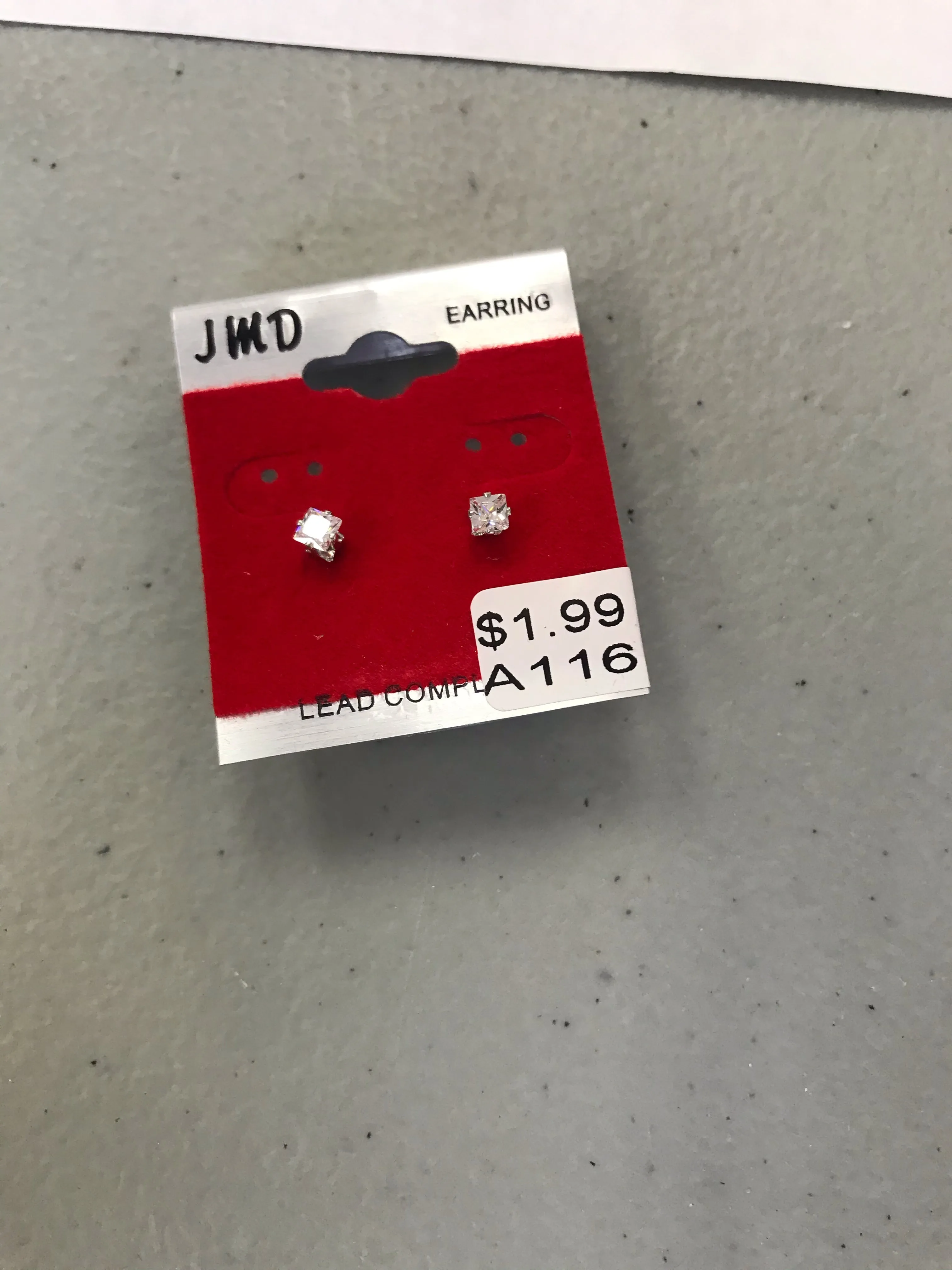 Unisex Stud Earrings Silver Back