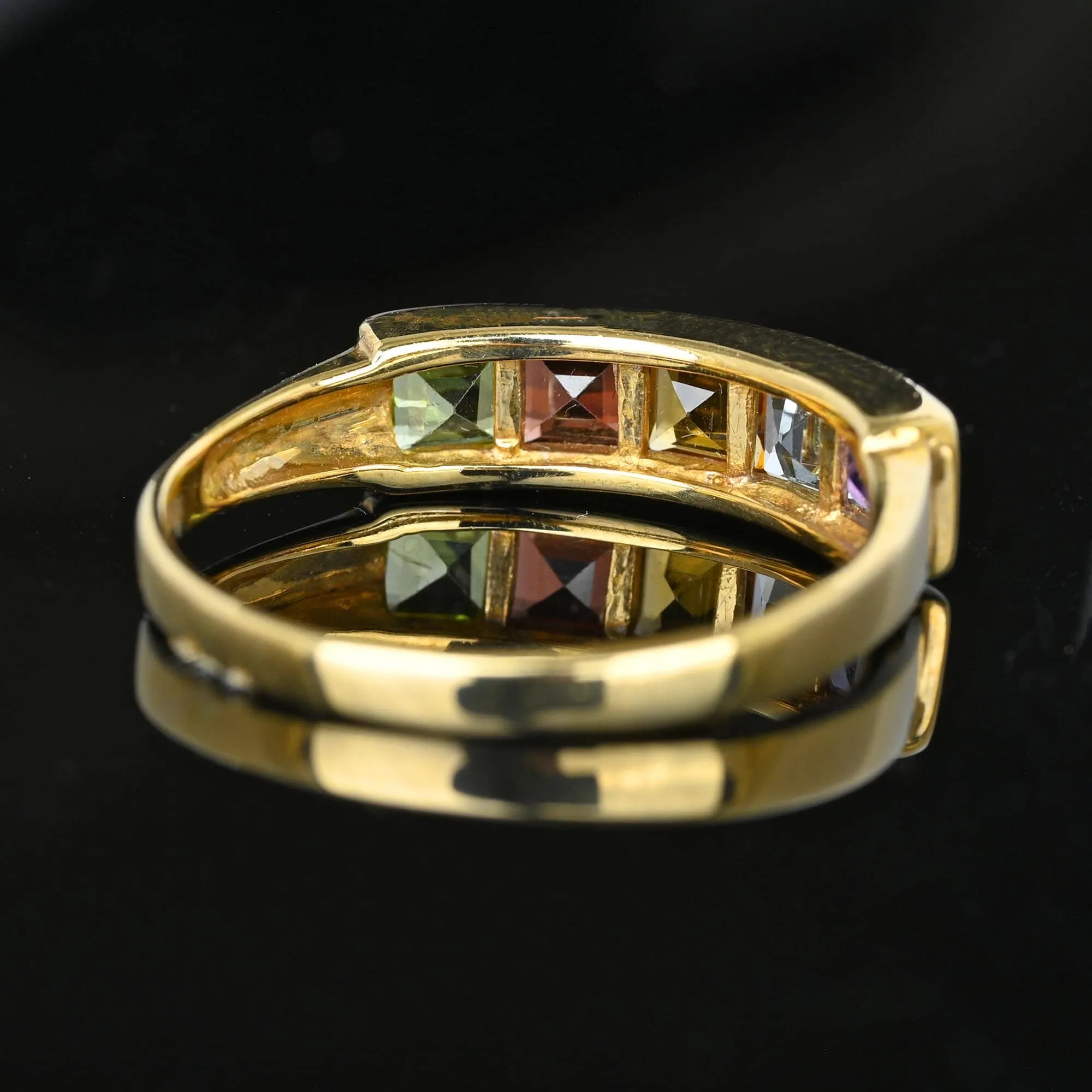 Vintage Five Stone Multi Gemstone Gold Ring Band