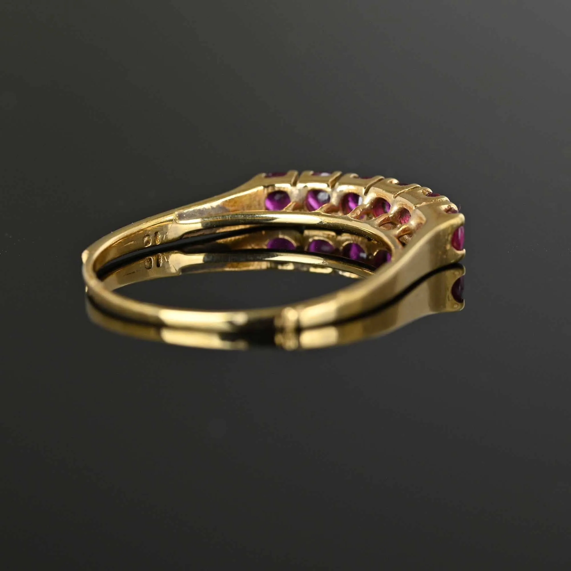 Vintage Six Stone Ruby Ring Band in 14K Gold