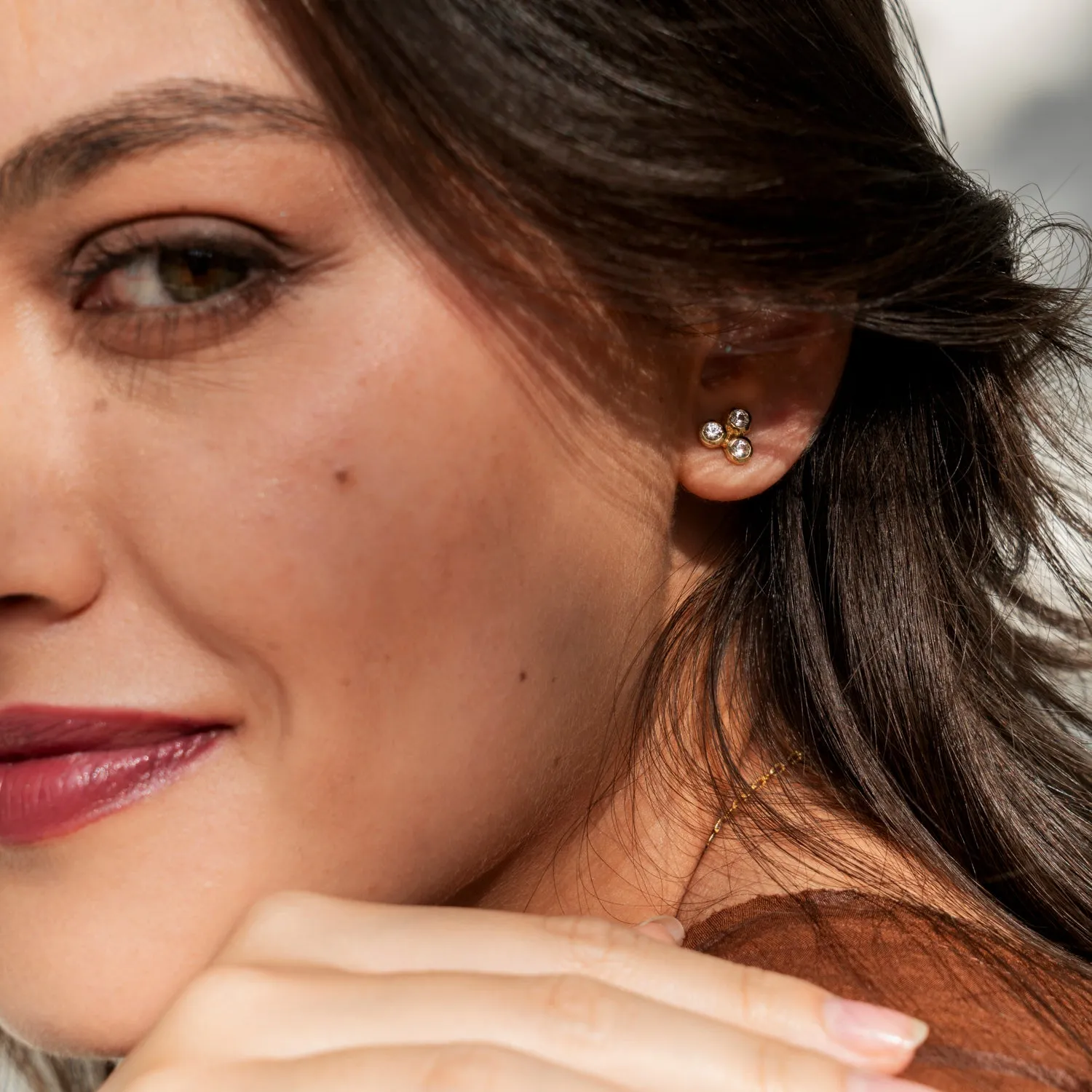 White Topaz Array Trio Studs